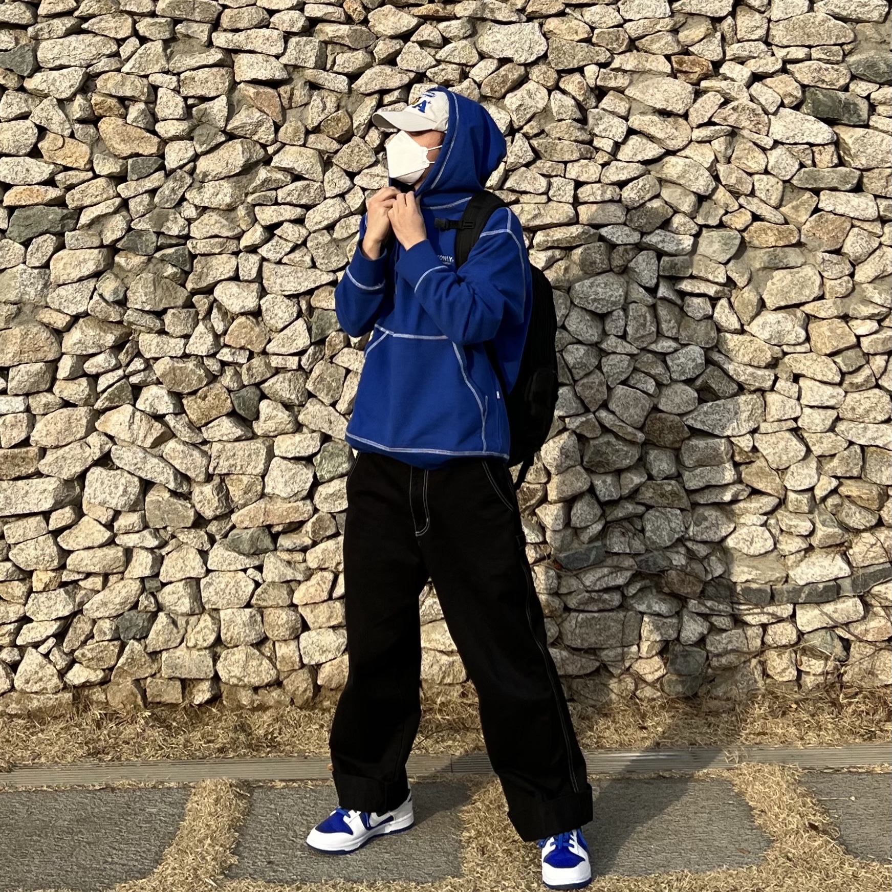 Nike Dunk Low Retro Racer Blue and White 착용 스타일 - 1