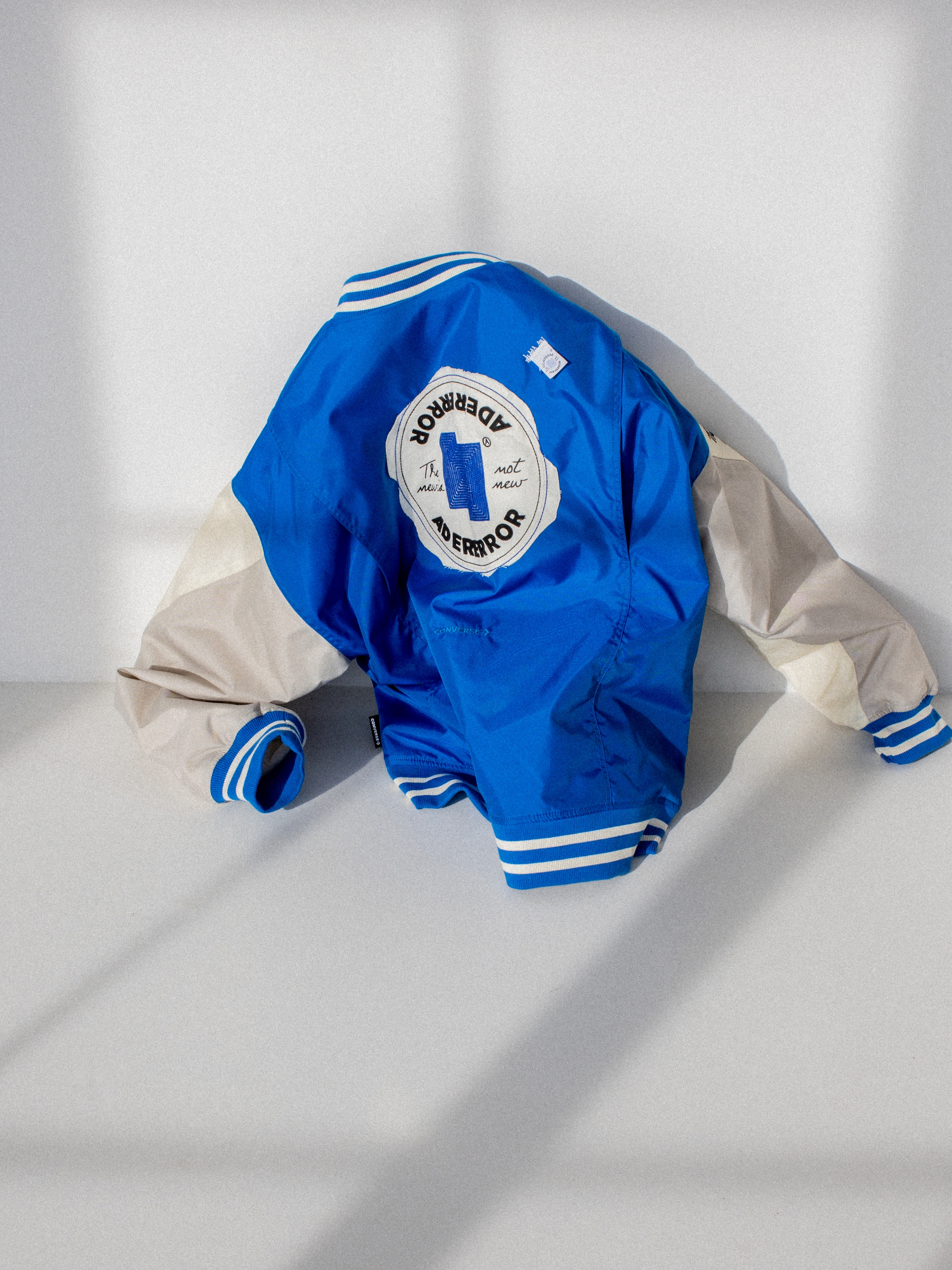 Converse x Ader Error Shapes Varsity Jacket Cobalt, Ader Error Pollon Jeans Blue 착용 스타일 - 4