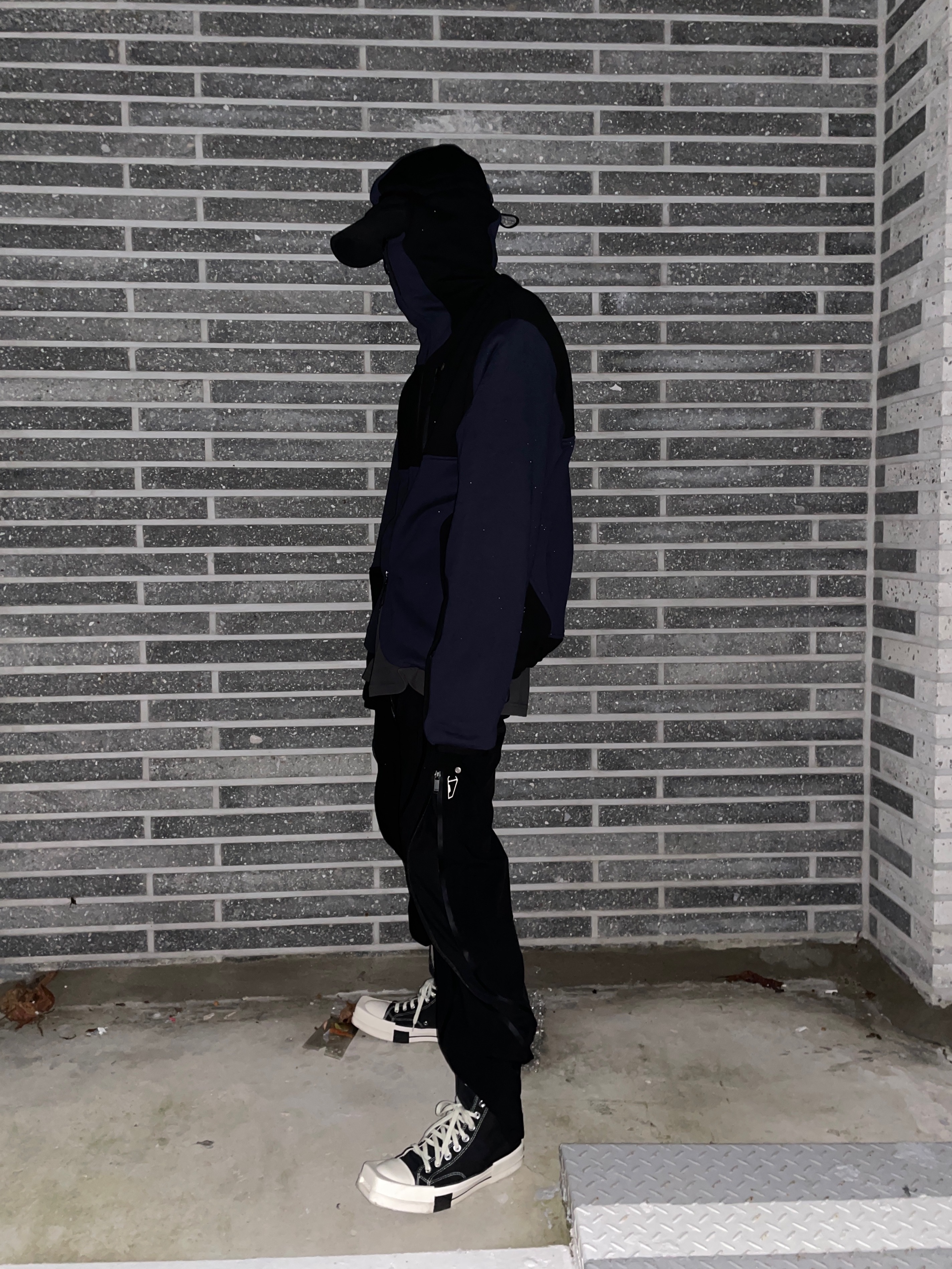Undermycar Marshall Chest Pocket Balaclava Zip-Up Night Shadow Blue - 22SS, Converse x Drkshdw Turbodrk Chuck 70 Hi Black 착용 스타일 - 3
