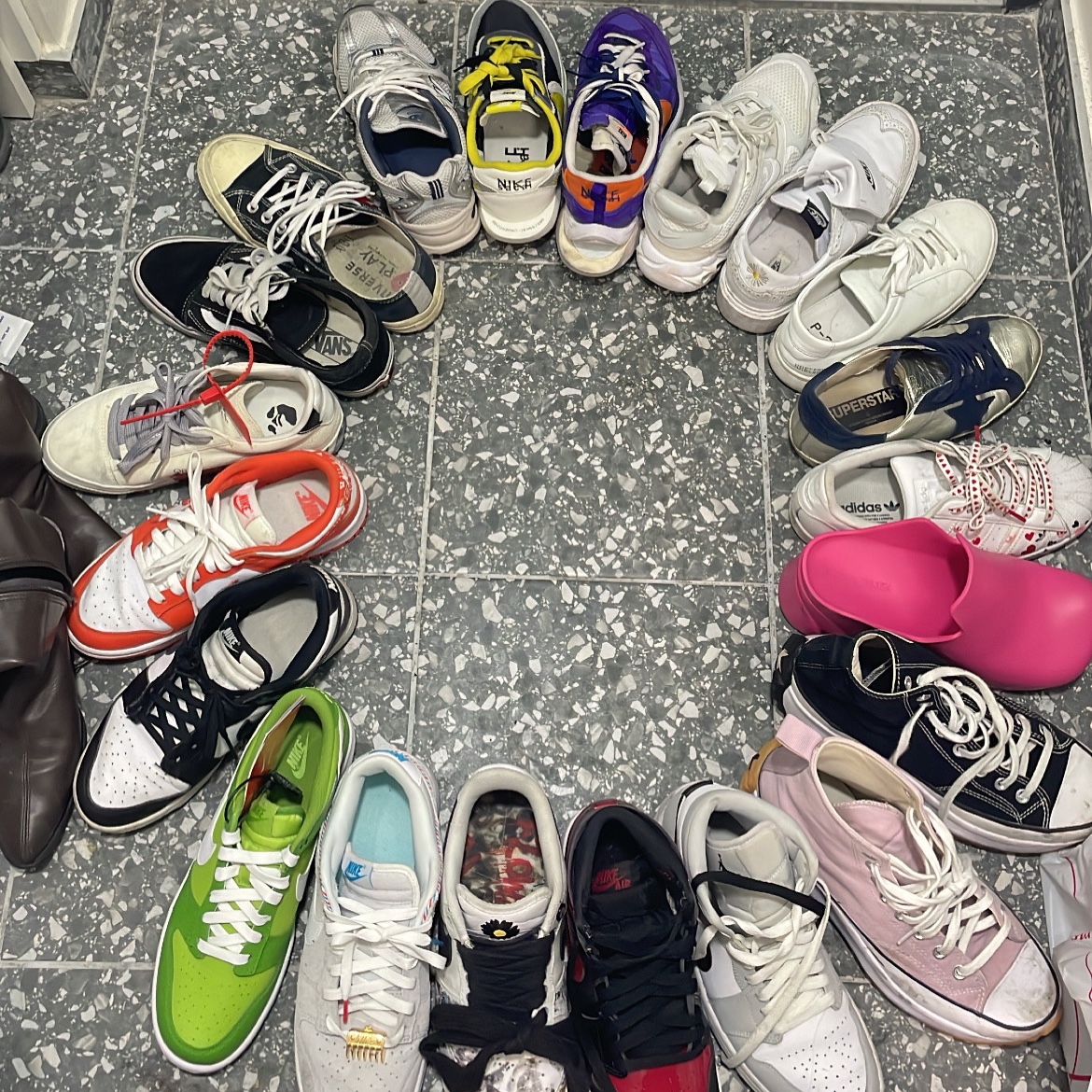Nike x Sacai x Undercover LDWaffle Black Bright Citron, Nike x Sacai VaporWaffle Dark Iris 착용 스타일