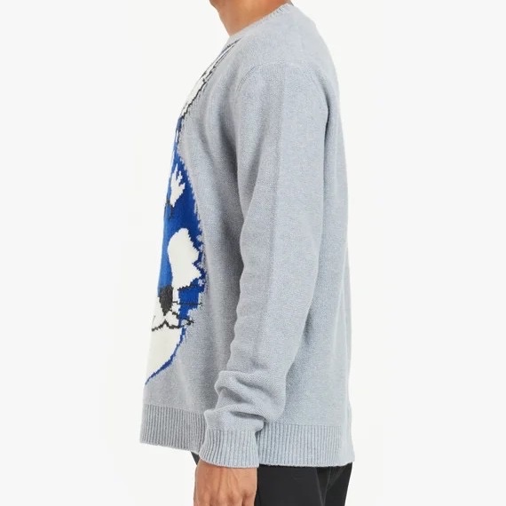 Maison Kitsune Big Fox Head Jacquard Pullover Knit Grey 착용 스타일 - 4