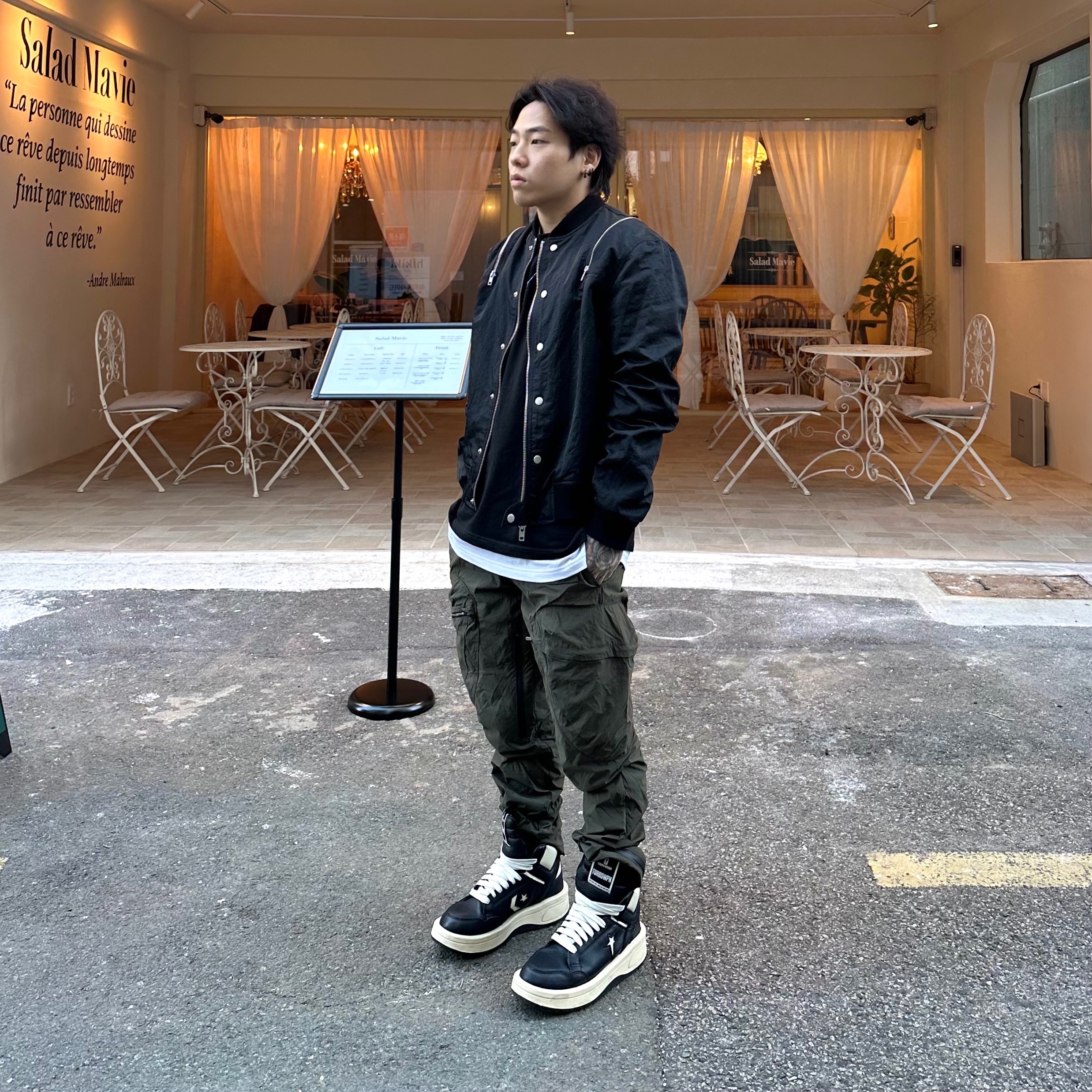 Converse x Drkshdw Turbowpn Black Cream 착용 스타일 - 1