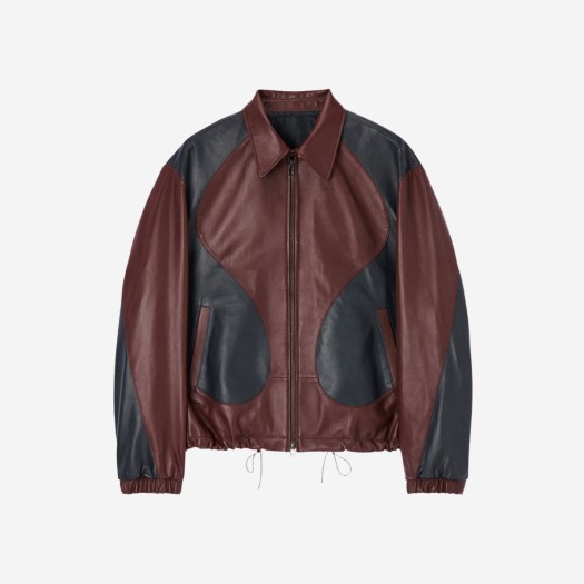 Typing Mistake Lambskin Leather Sectioned Blouson Wine - 22FW