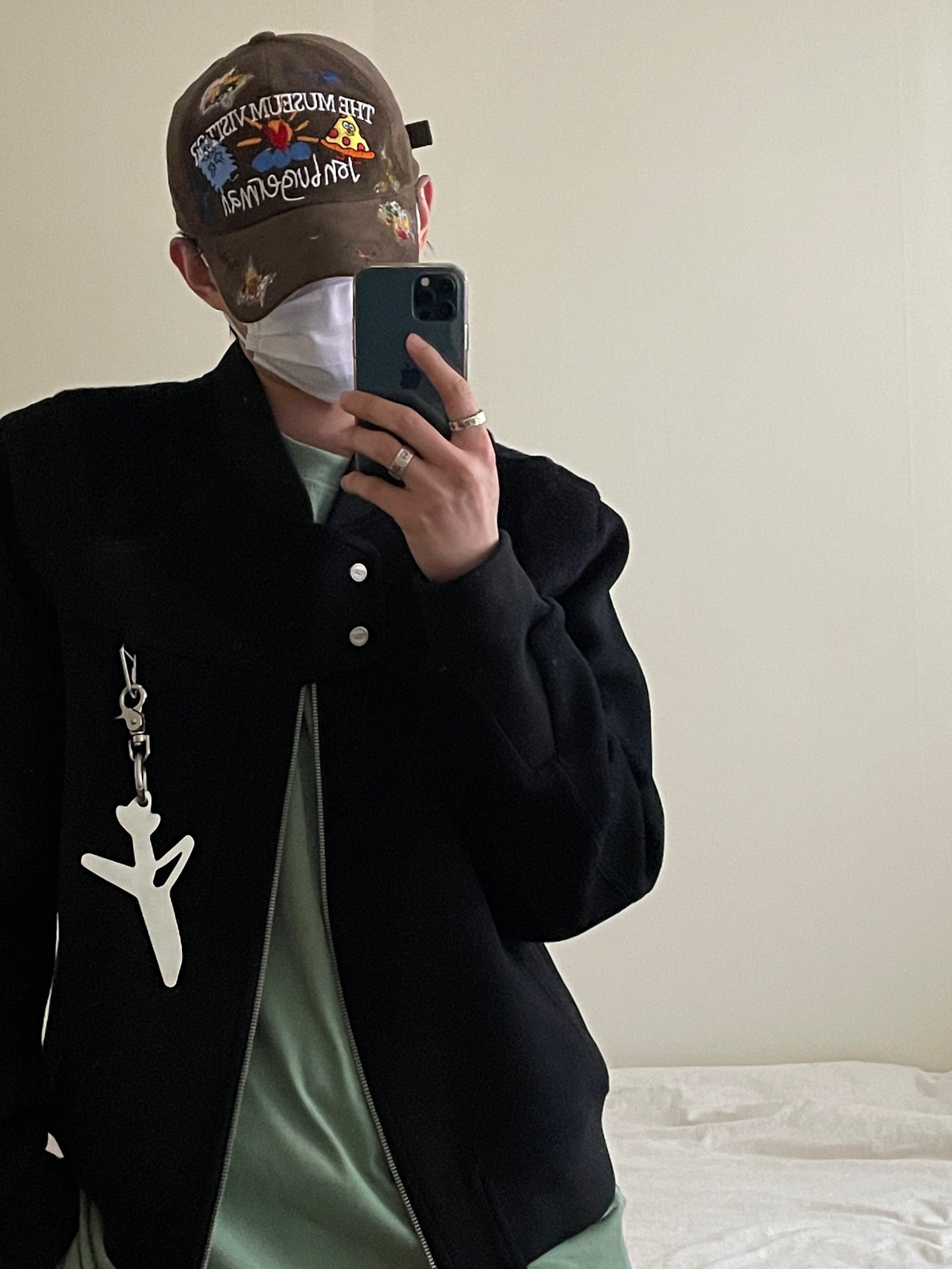 Undermycar Gaudin Alpaca Shoulder Wool Blouson Moonless Night - 22SS, Undermycar Bucky Multi Pocket Dynamic Pants Rookie Black - 22SS 착용 스타일 - 3
