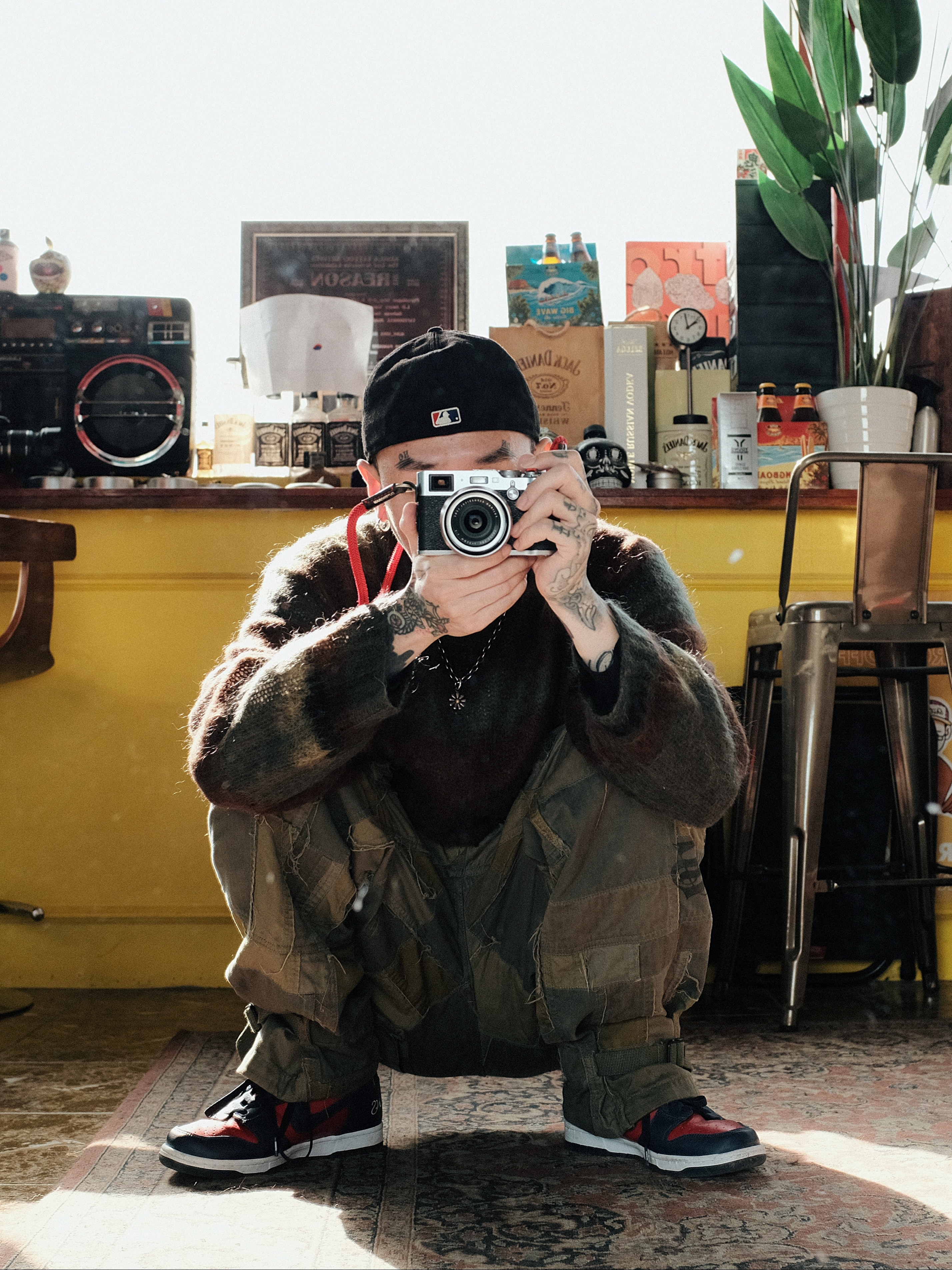 Supreme x Comme des Garcons Junya Watanabe Man Brushed Camo Sweater Olive - 21FW, Supreme x Comme des Garcons Junya Watanabe Man Patchwork Cargo Pants Olive - 21FW 착용 스타일 - 2