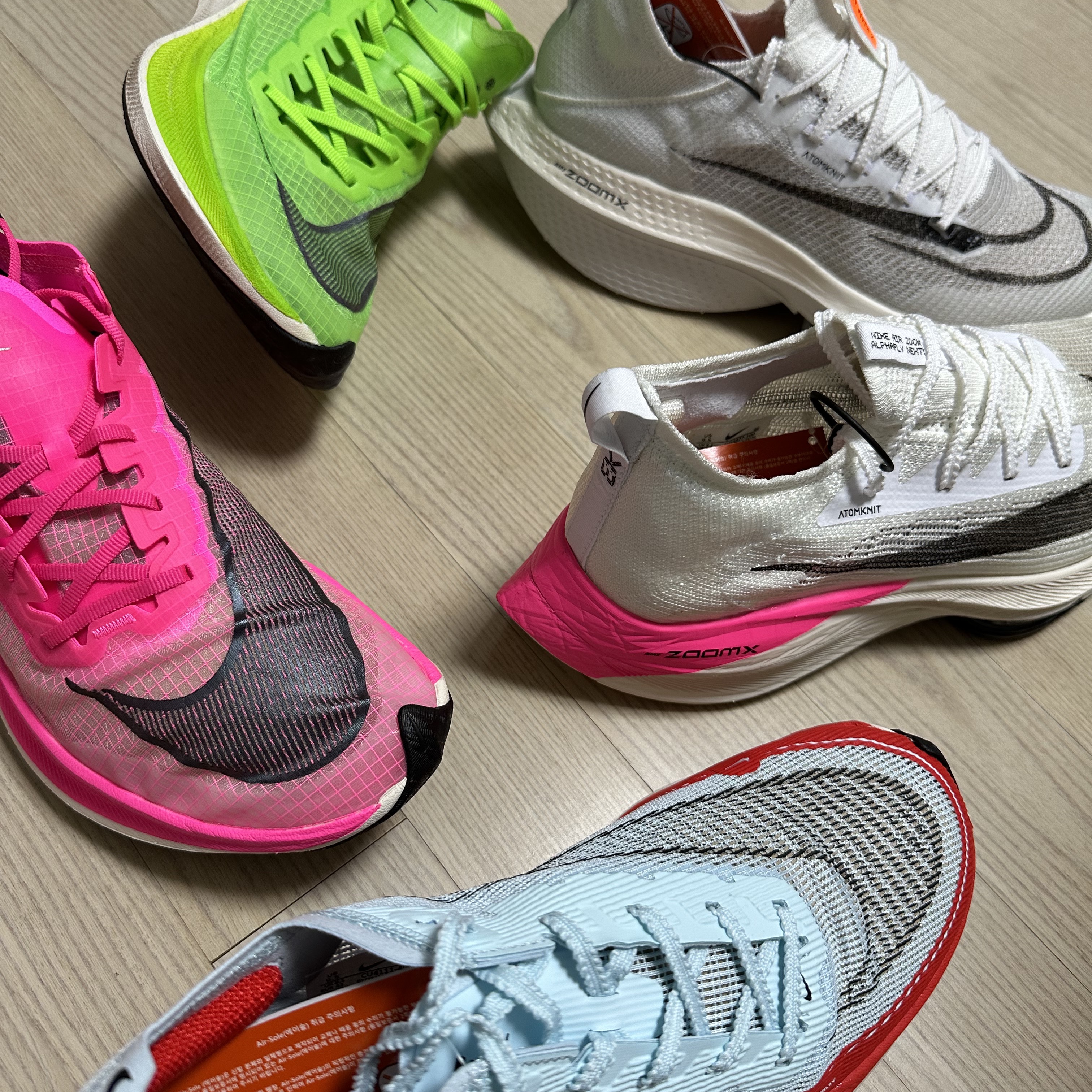 Nike Air Zoom Alphafly Next% Eliud Kipchoge Pink Blast, Nike Air Zoom Alphafly Next% 2 Proto White 착용 스타일