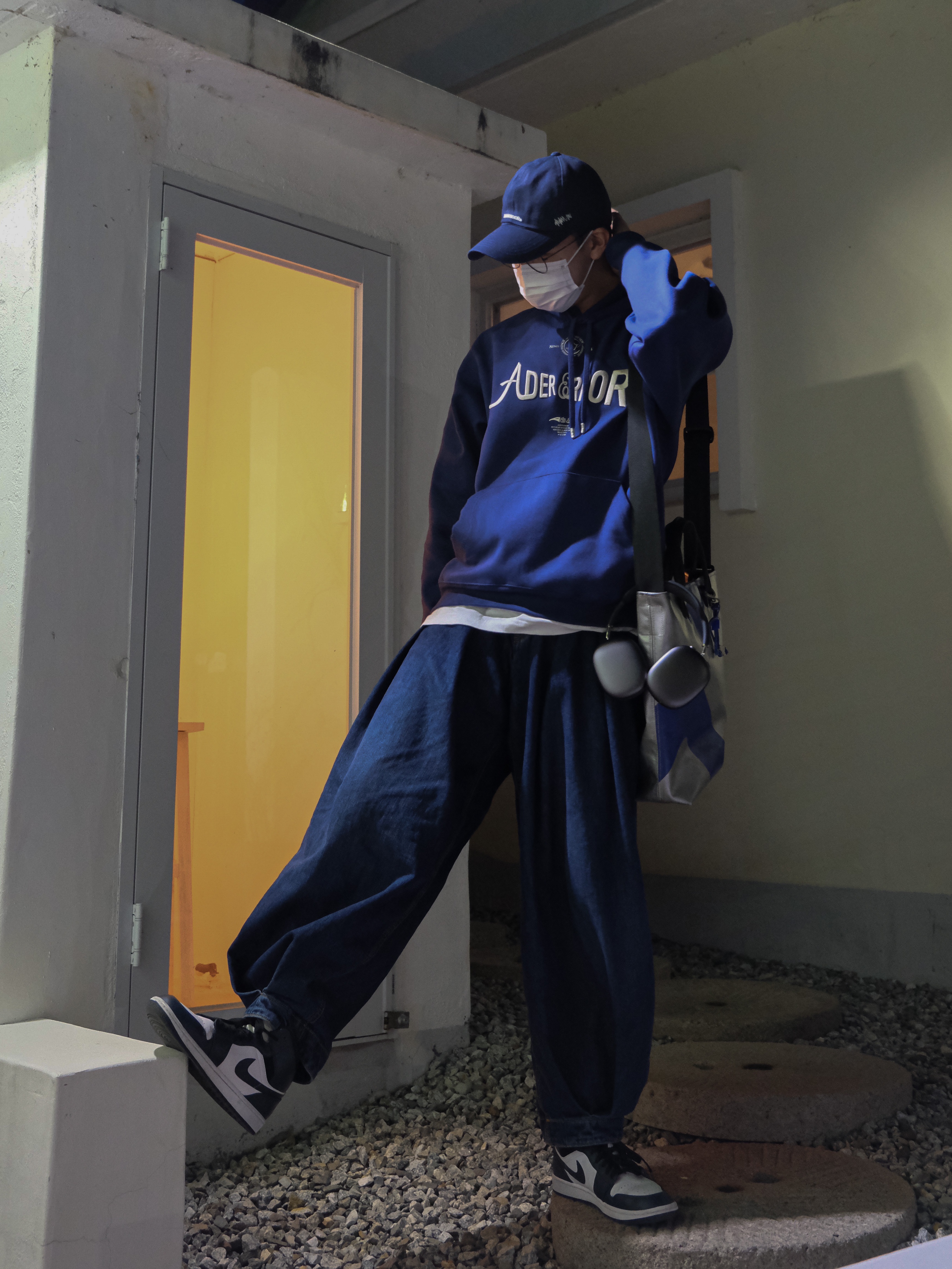 Zara x Ader Error Wide Leg Jeans Blue, Ader Error Og; 8th @7222 Keyring Z-Blue 착용 스타일
