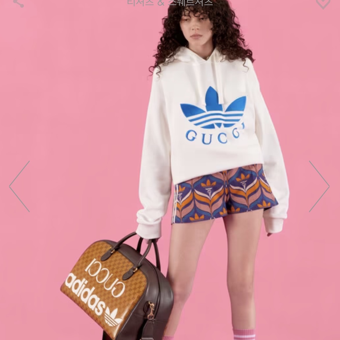 (W) Gucci x Adidas Hooded Sweatshirt White 착용 스타일