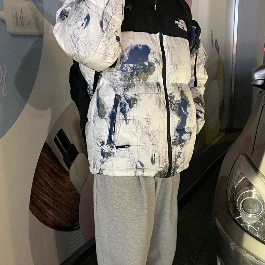 The North Face White Label Novelty Nuptse Down Jacket P White Sand 착용 스타일 - 1
