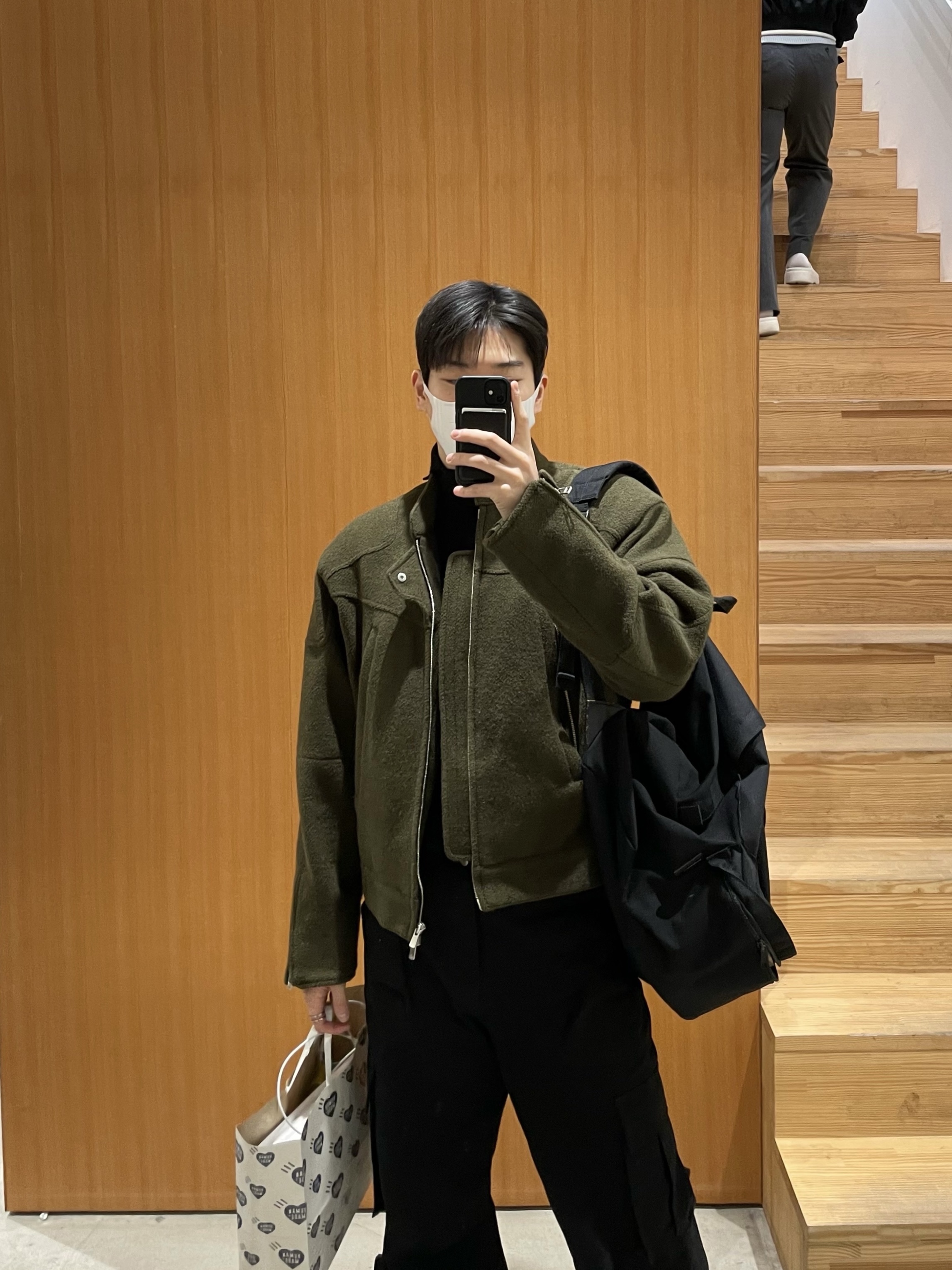 Asics x Andersson Bell Gel-1090 Glacier Grey Silver, Comme des Garcons Oversized Cotton Backpack Medium Denim 착용 스타일 - 1