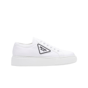 (W) Prada Gabardine Fabric Sneakers White Black