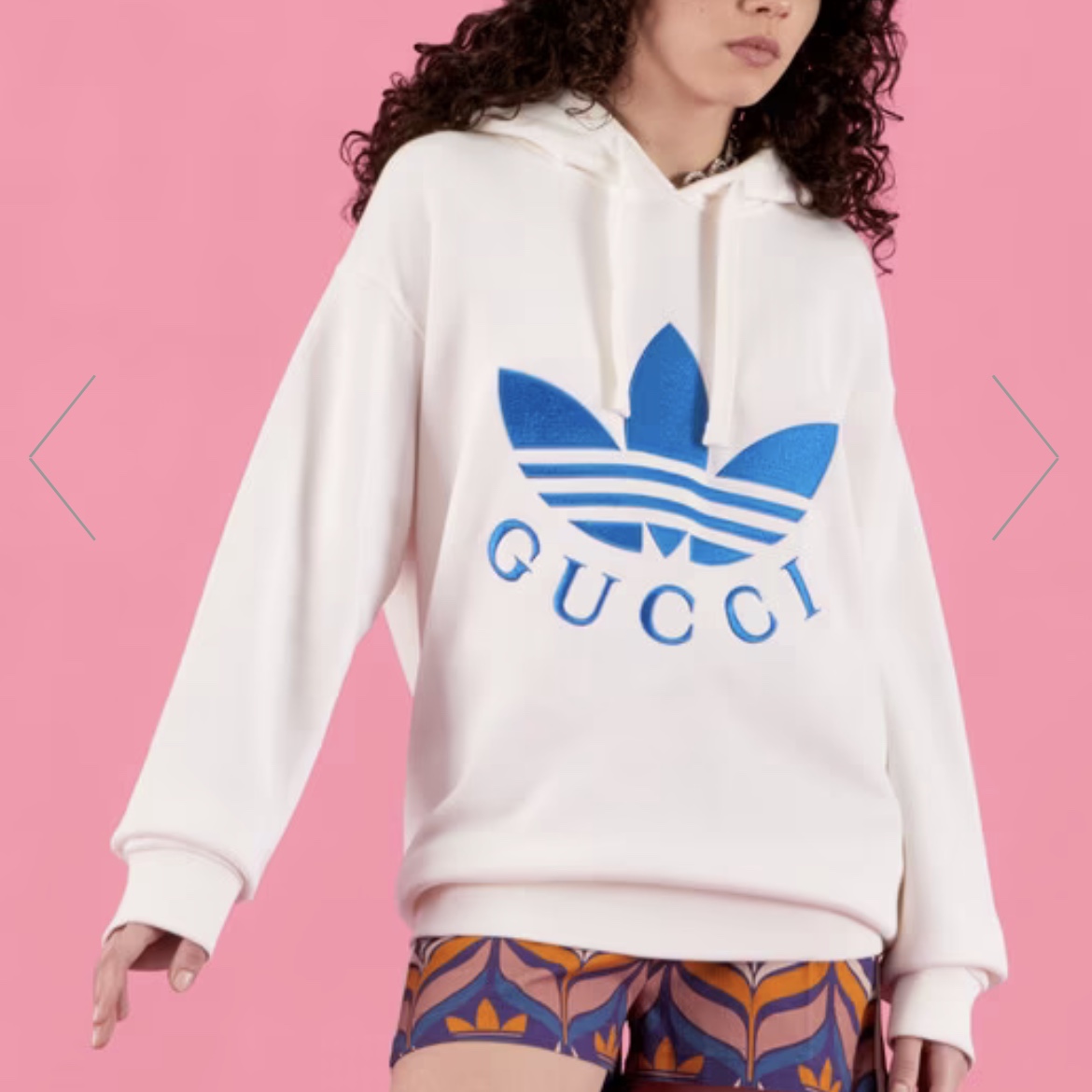 (W) Gucci x Adidas Hooded Sweatshirt White 착용 스타일