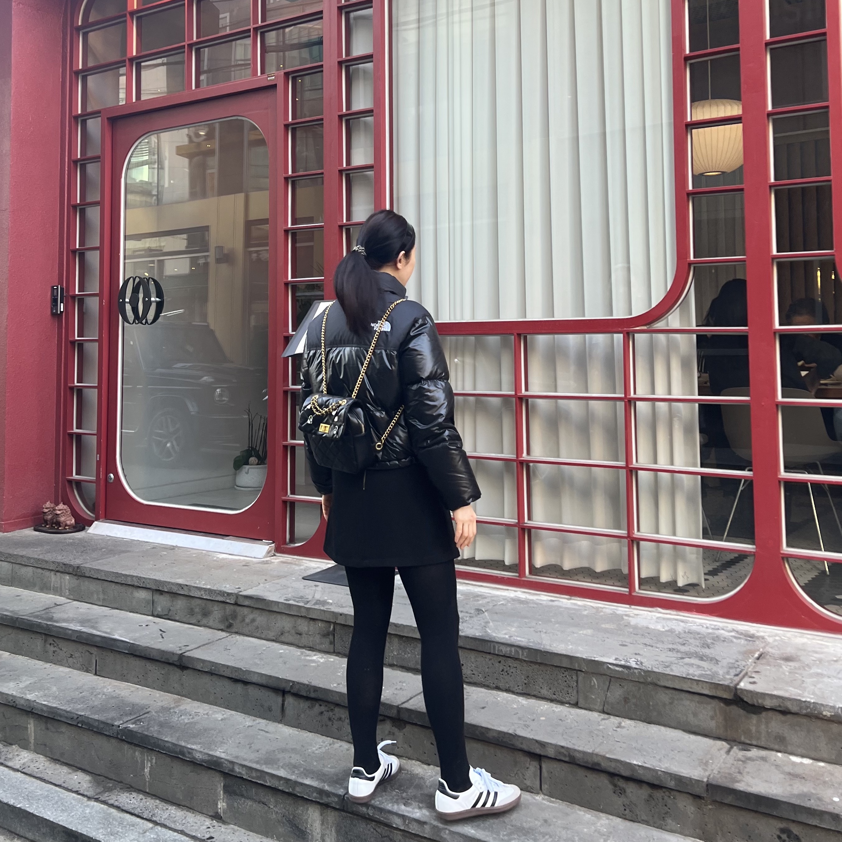 Adidas Samba Vegan White Black 착용 스타일