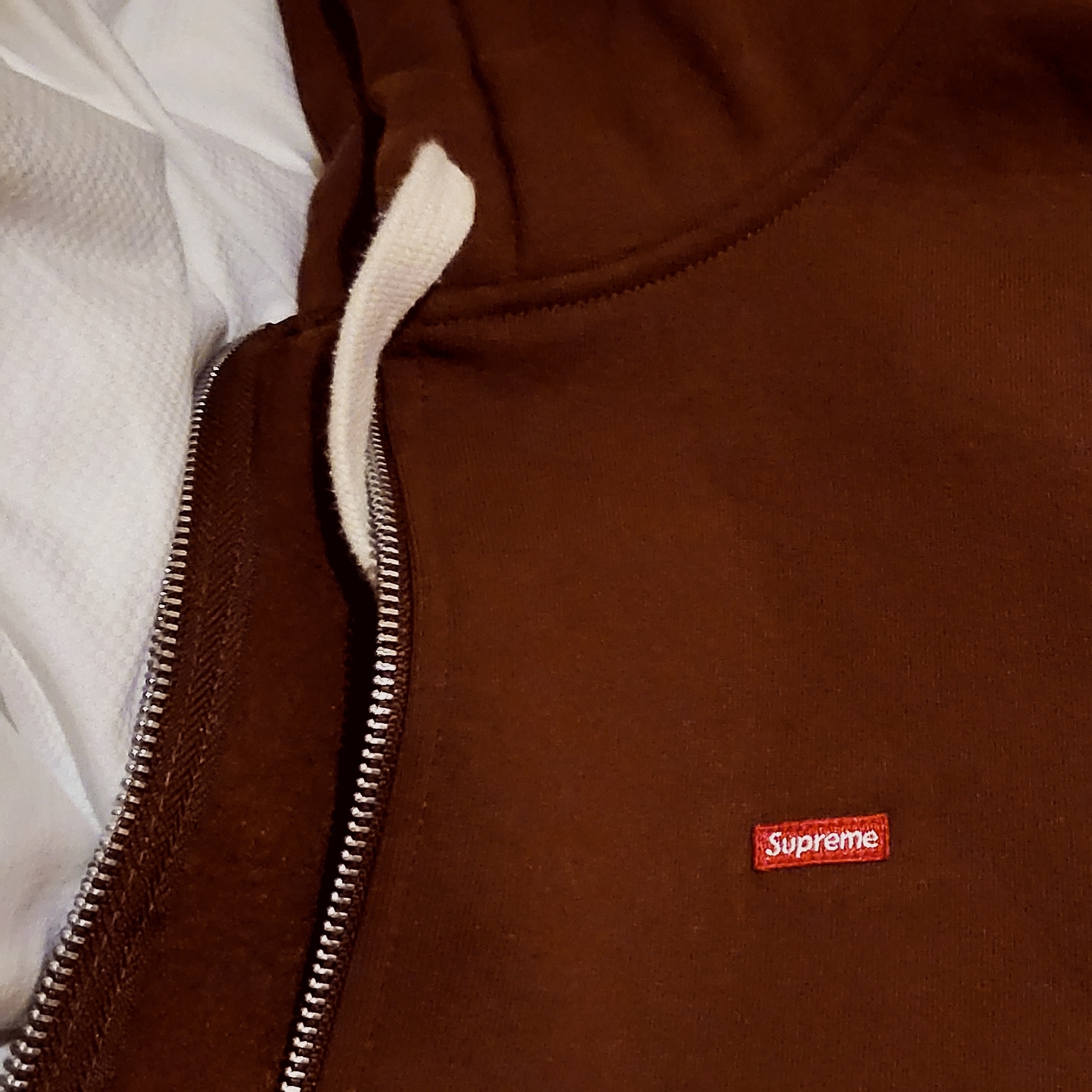 Supreme Small Box Drawcord Zip Up Hooded Sweatshirt Brown - 22FW, Ader Error Shopper Bag Blue 착용 스타일 - 1