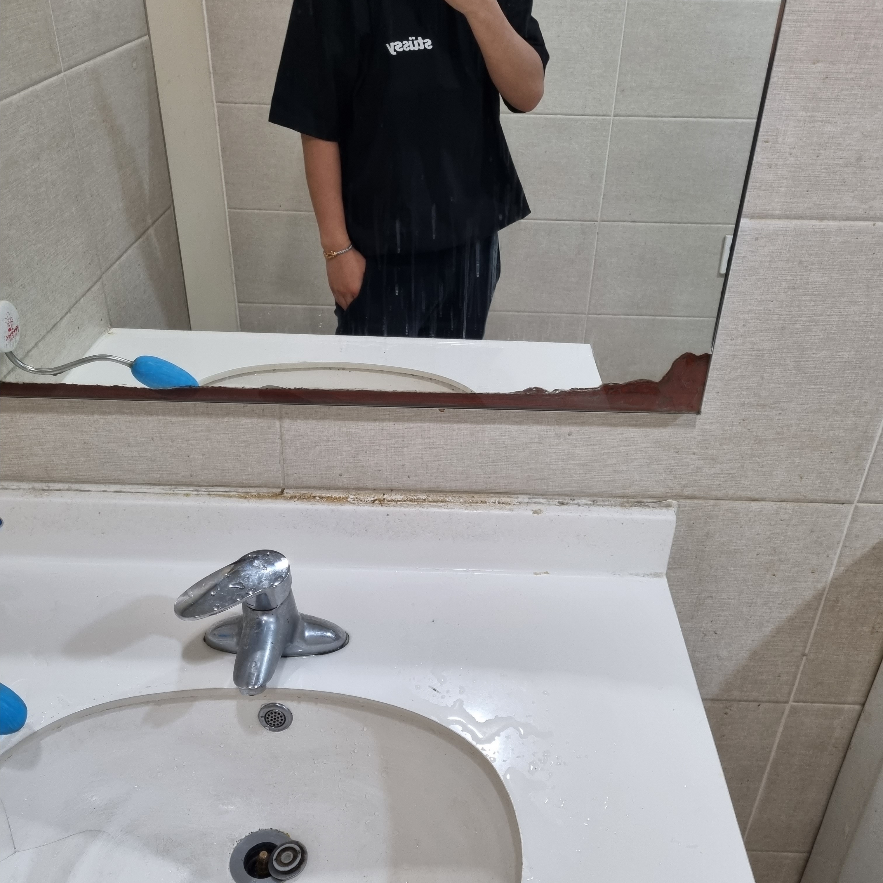 Stussy Popsicle T-Shirt Black 착용 스타일 - 1
