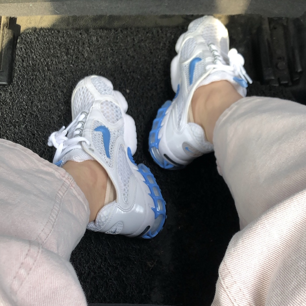 (W) Nike Air Zoom Spiridon Cage 2 White University Blue 착용 스타일