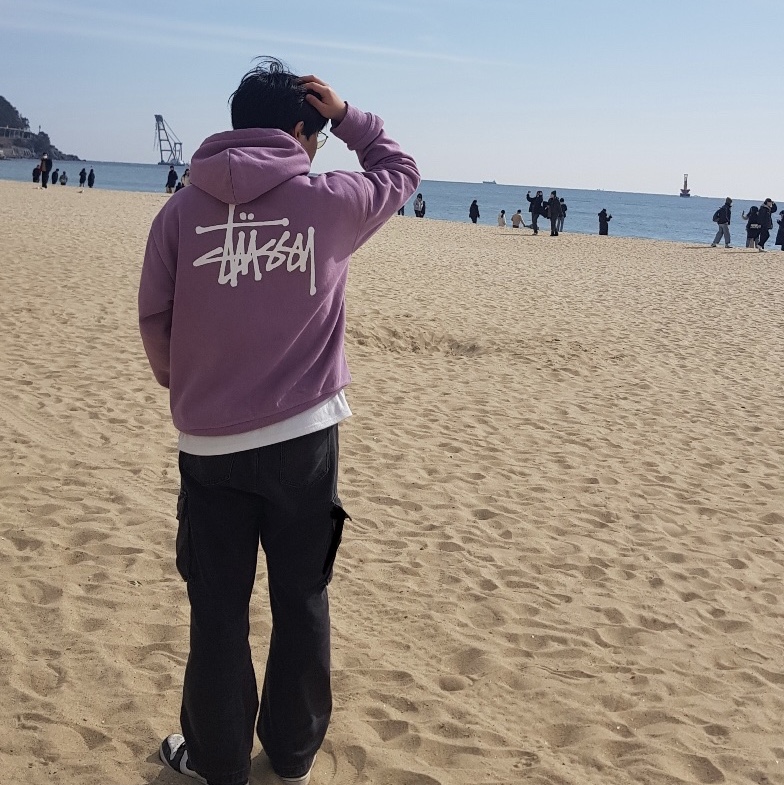 Stussy Basic Stussy Hoodie Orchid 2022, Nike Dunk High Retro Championship White 착용 스타일