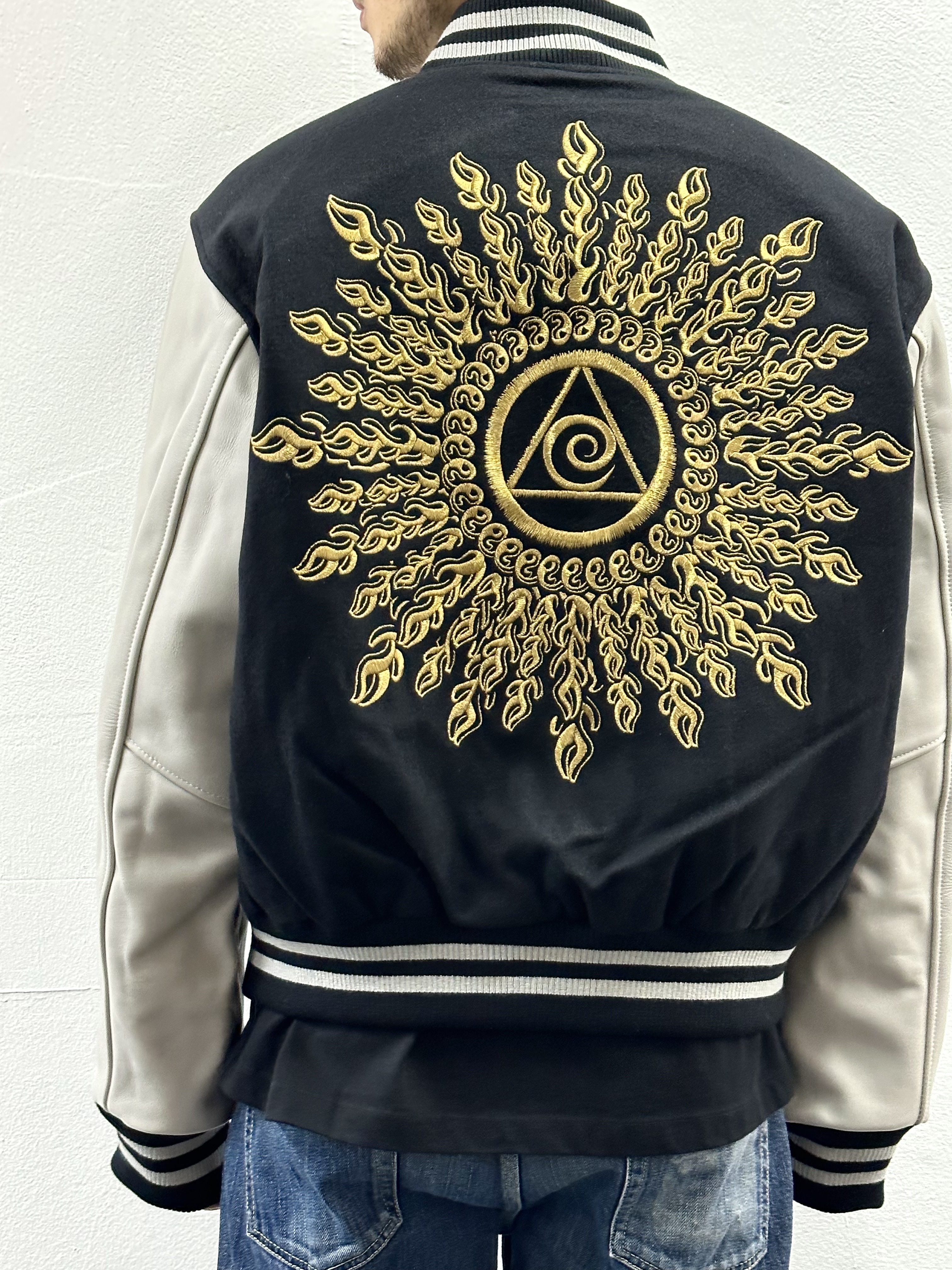 Stussy x Dries Van Noten Varsity Jacket Black 착용 스타일