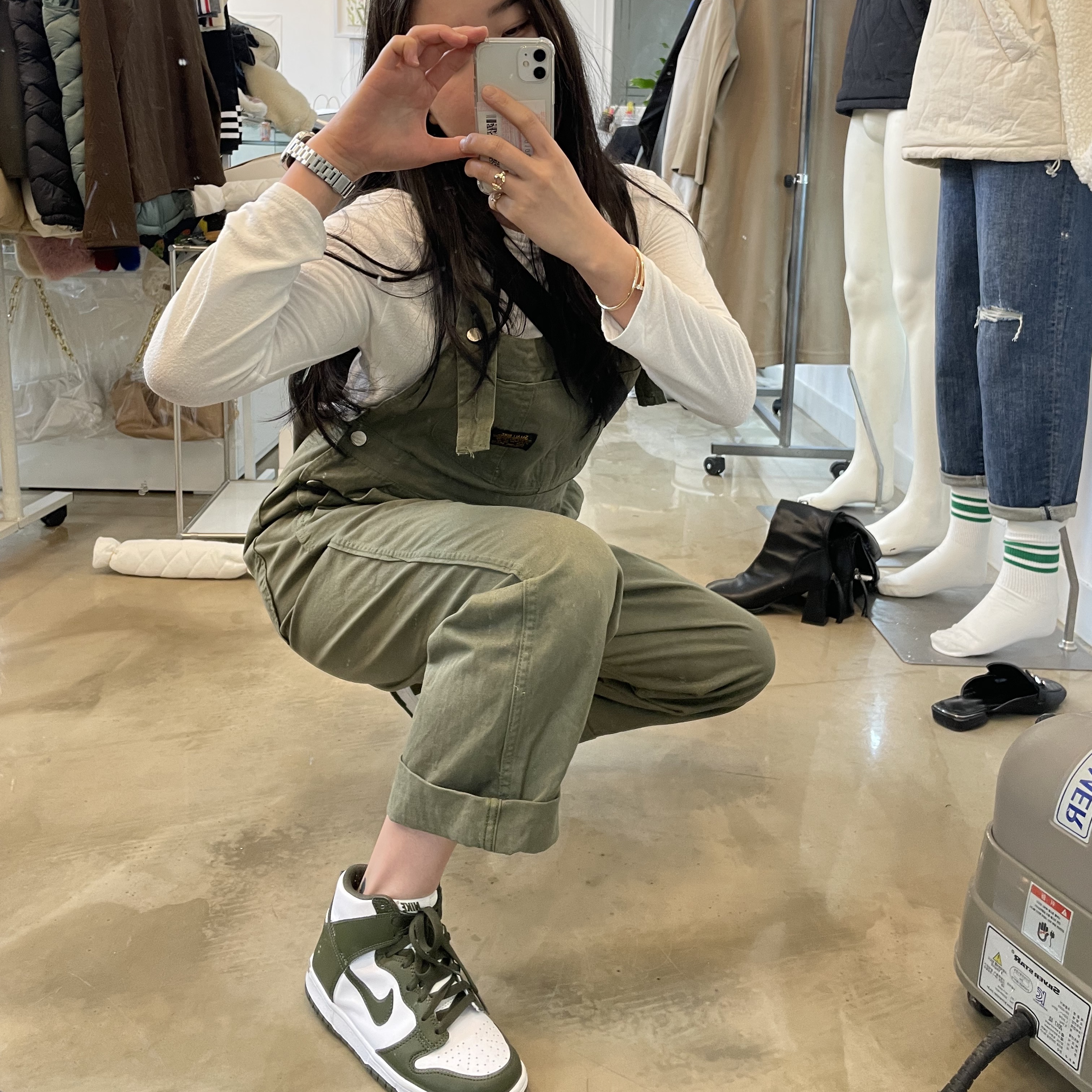 (GS) Nike Dunk High Cargo Khaki 착용 스타일