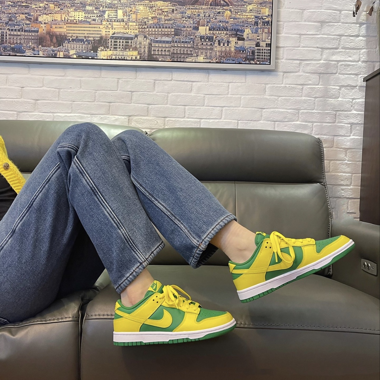 Nike Dunk Low Apple Green and Yellow Strike 착용 스타일 - 3
