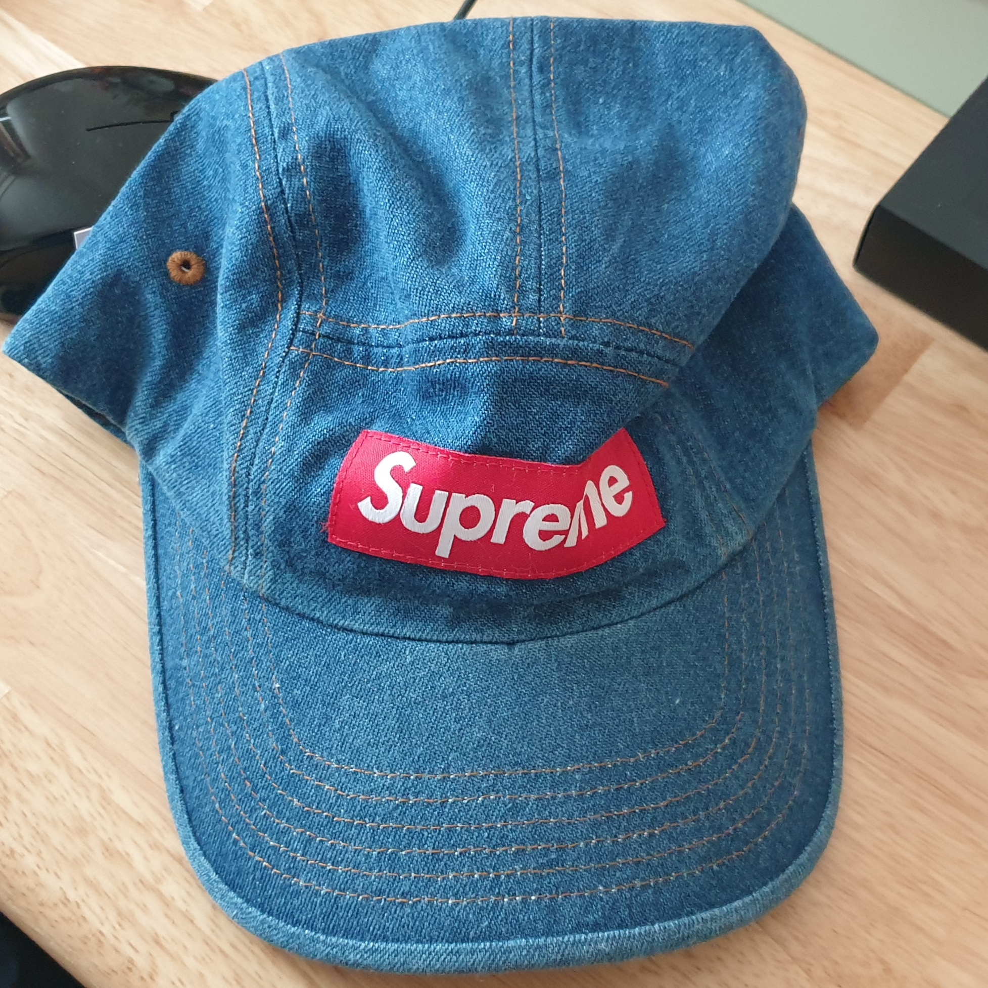 Supreme Washed Chino Twill Camp Cap Denim - 22FW 착용 스타일 - 1