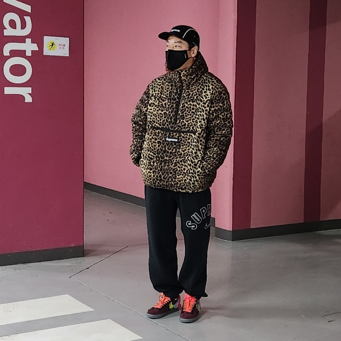 Supreme Micro Down Half Zip Hooded Pullover Leopard - 21FW, Nike x Acronym Blazer Low Night Maroon 착용 스타일