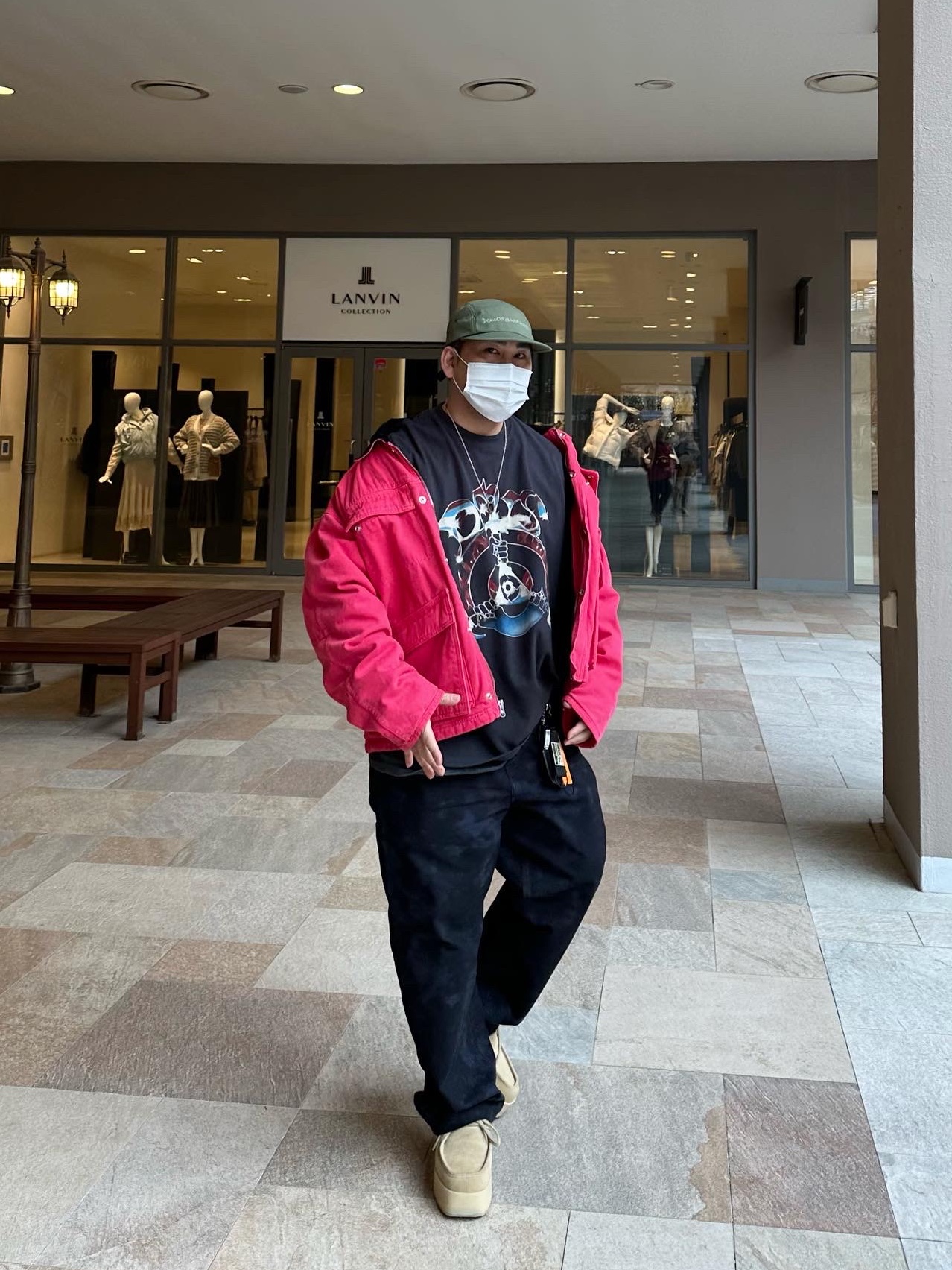 Stussy Washed Canvas Shop Jacket Hot Pink 착용 스타일 - 1