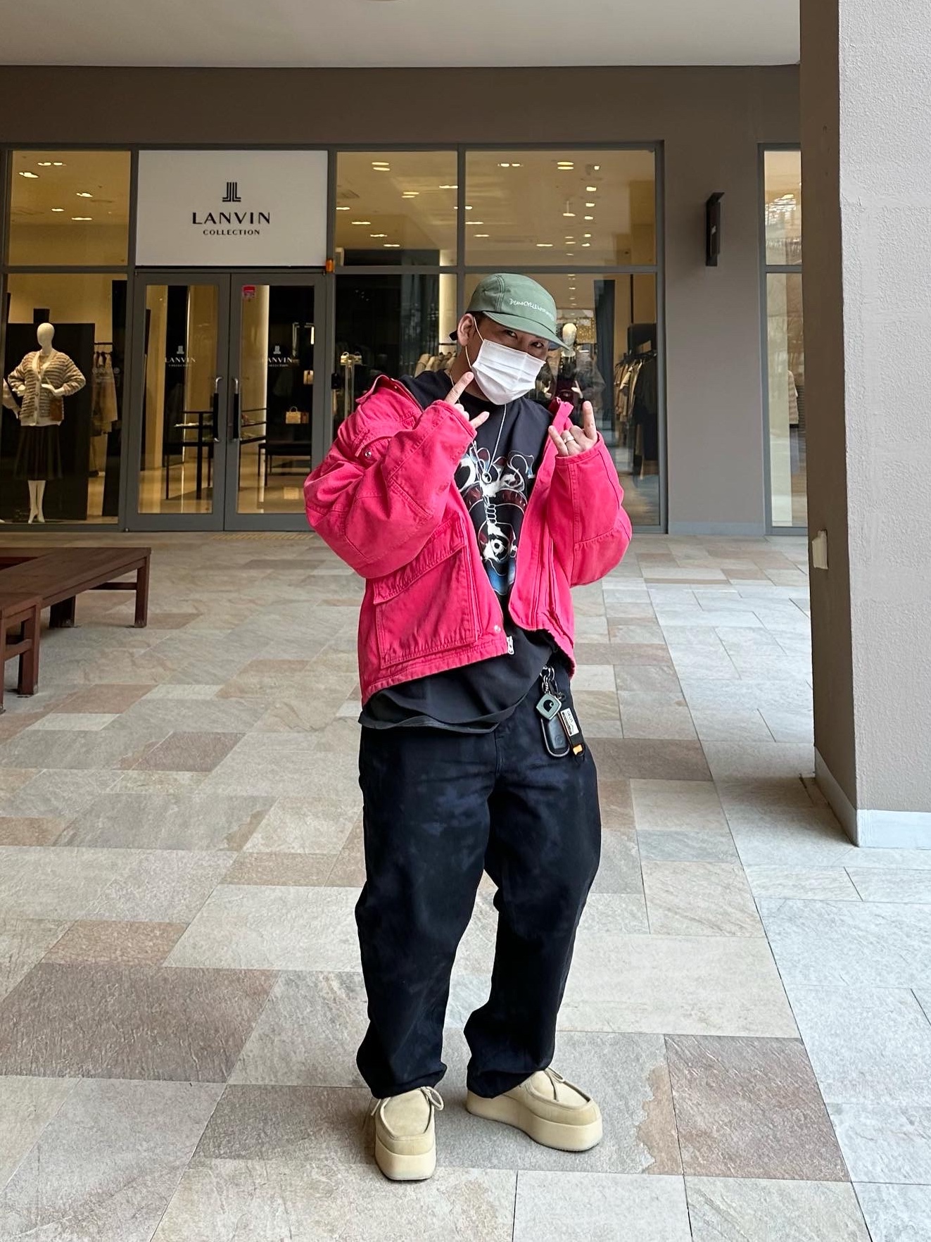 Stussy Washed Canvas Shop Jacket Hot Pink 착용 스타일 - 2
