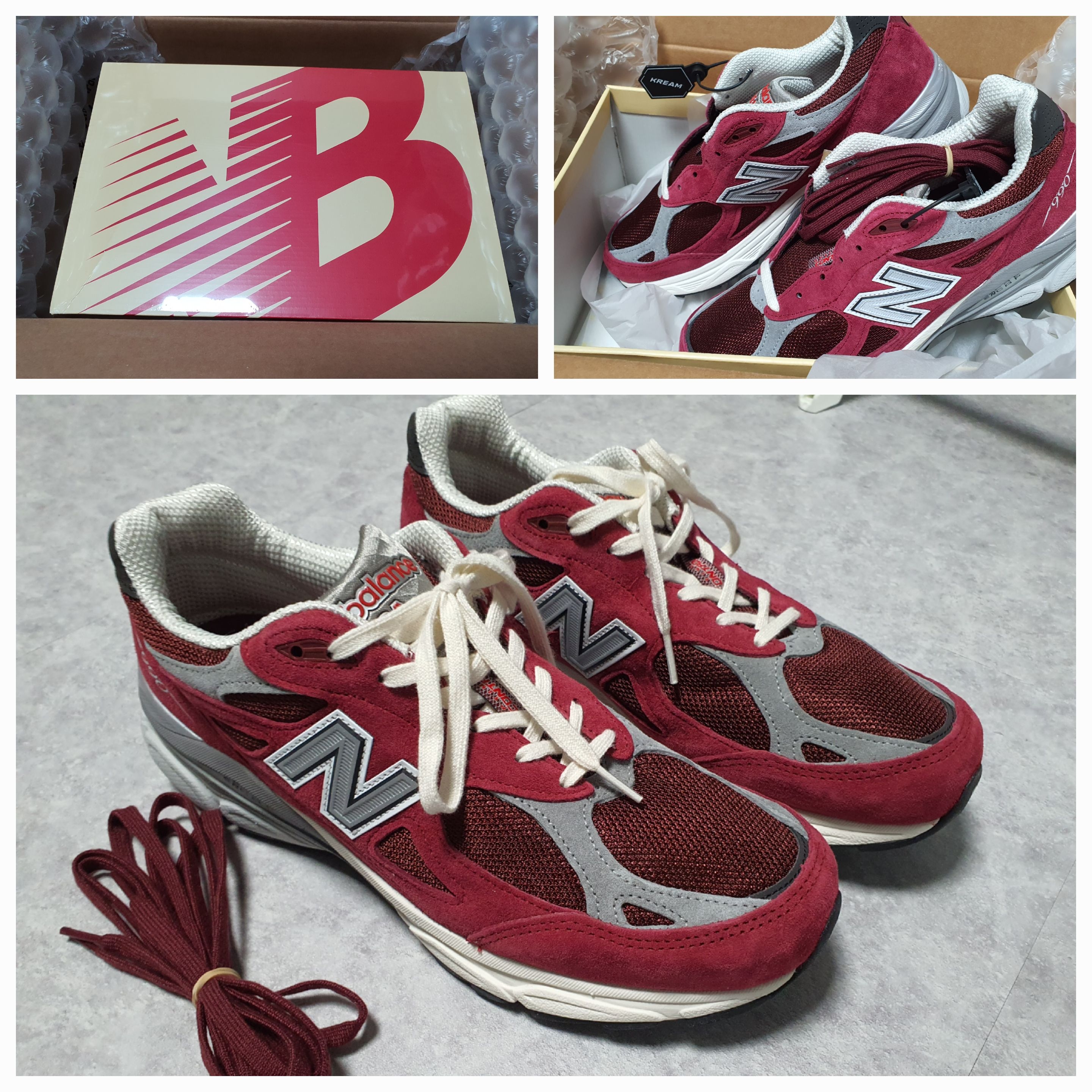 New Balance 990v3 Made in USA Scarlet Marblehead 착용 스타일 - 2
