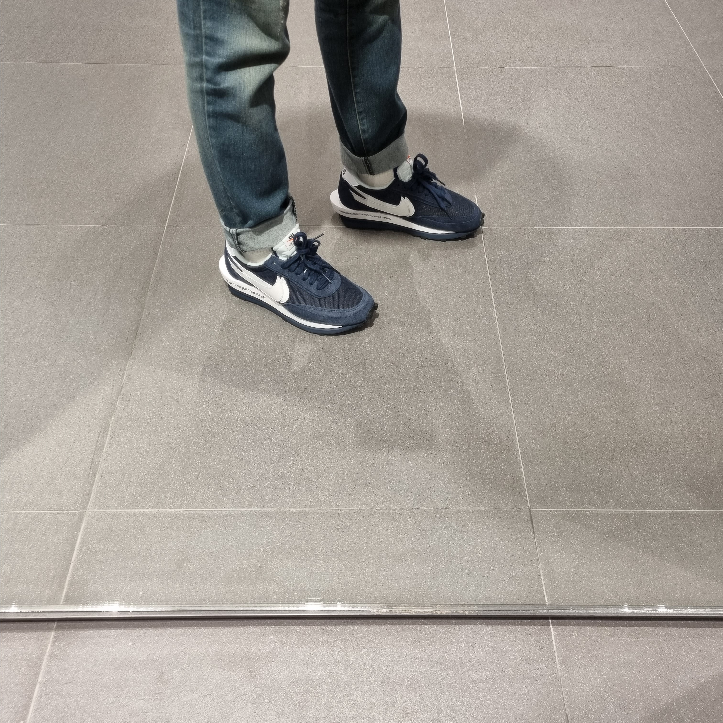 Nike x Sacai x Fragment LDWaffle Blackened Blue 착용 스타일 - 5