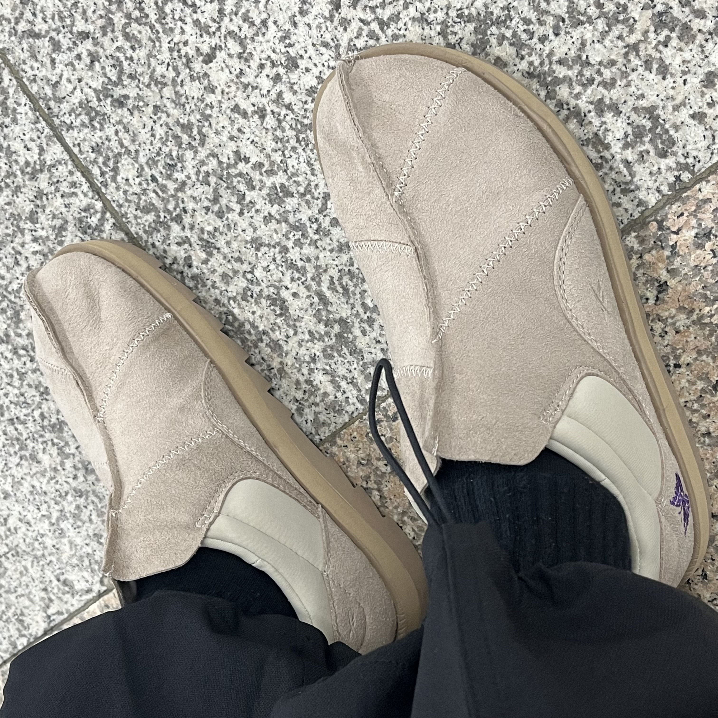 Reebok x Needles Beatnik Moc Modern Beige Extreme Purple 착용 스타일