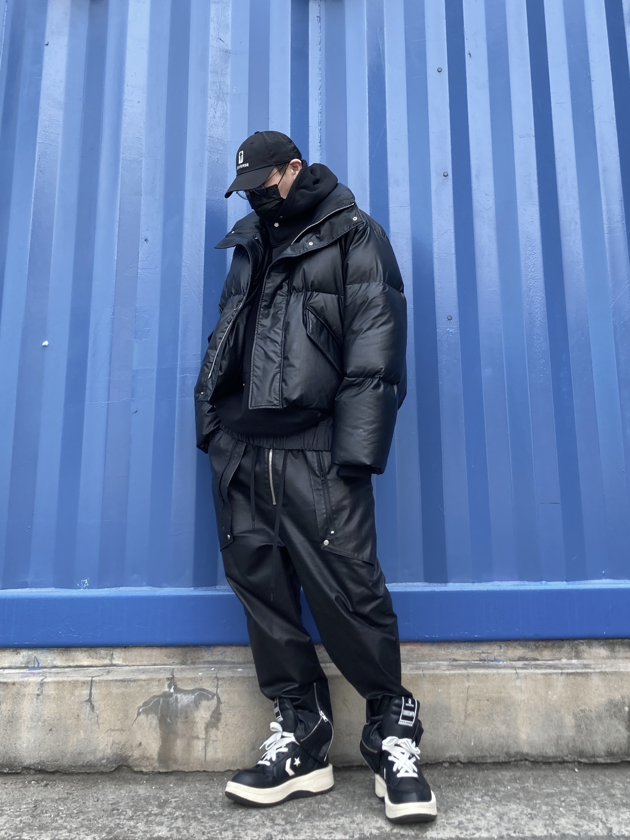 Converse x Drkshdw Turbowpn Black Cream, Converse x Drkshdw Dad Cap Black 착용 스타일 - 1