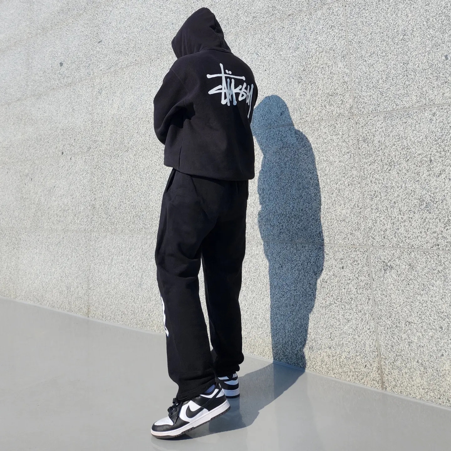Nike Dunk Low Retro Black, Stussy Basic Stussy Hoodie Black 2022 착용 스타일 - 2