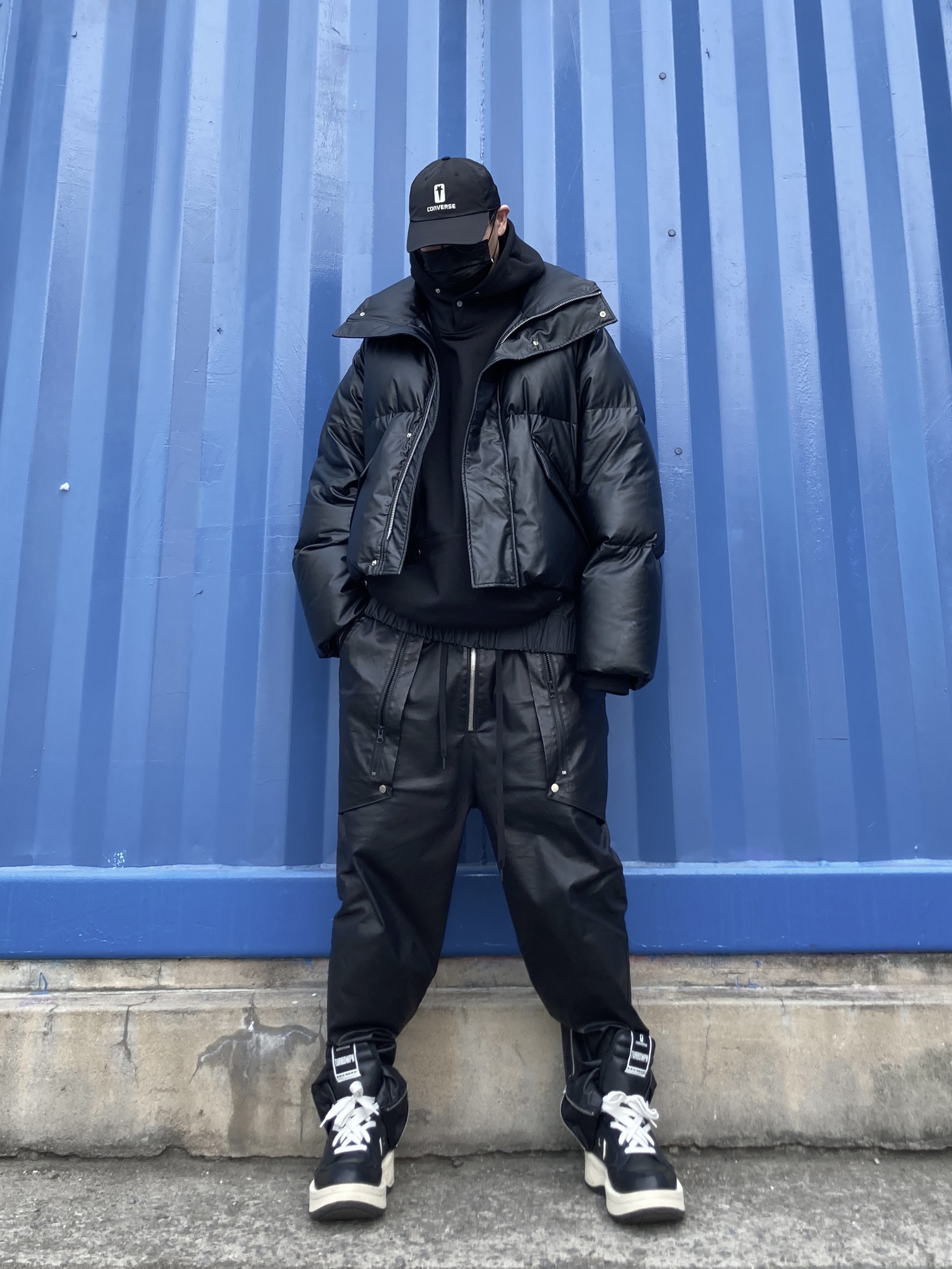 Converse x Drkshdw Turbowpn Black Cream, Converse x Drkshdw Dad Cap Black 착용 스타일 - 2