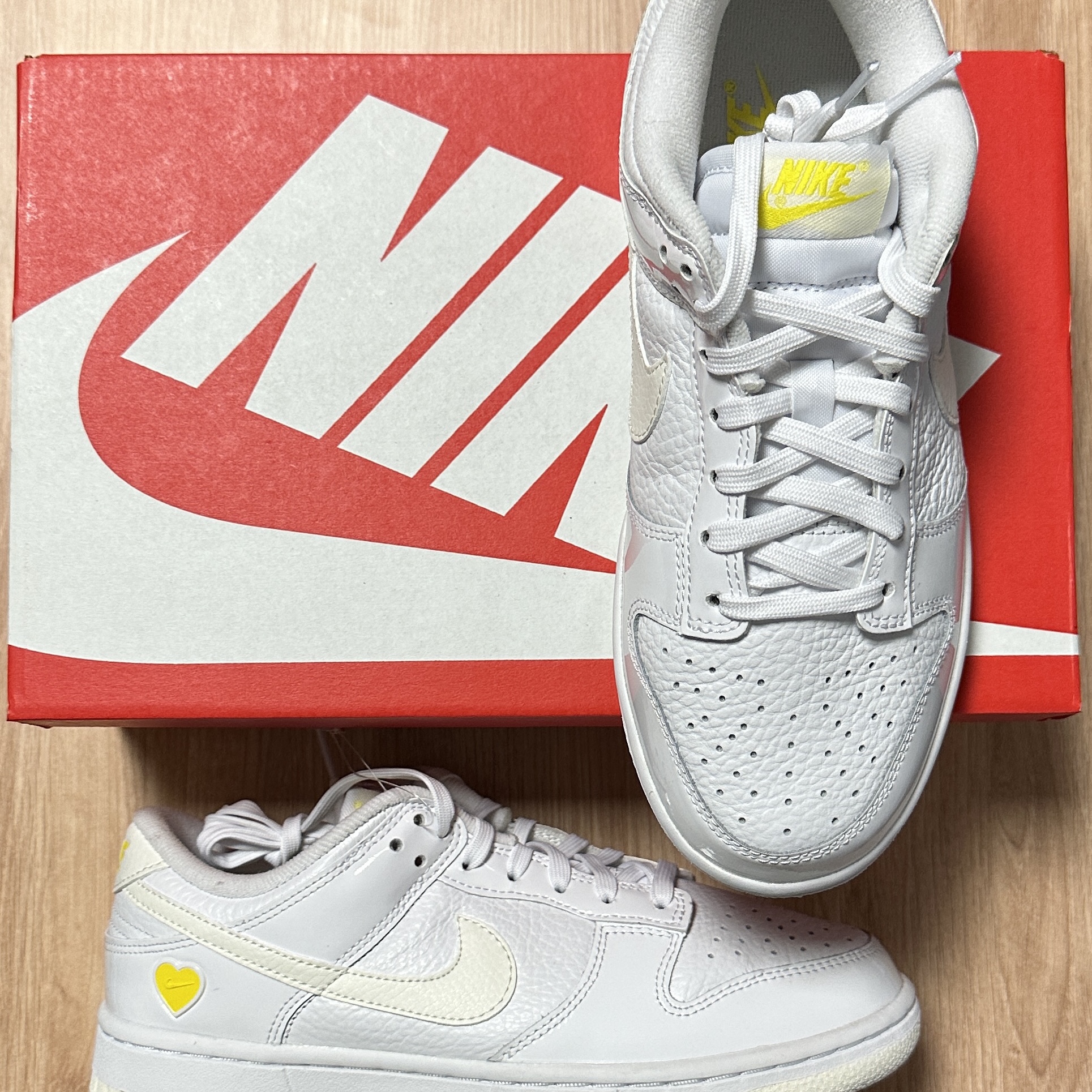 (W) Nike Dunk Low Valentine's Day White Optic Yellow 착용 스타일