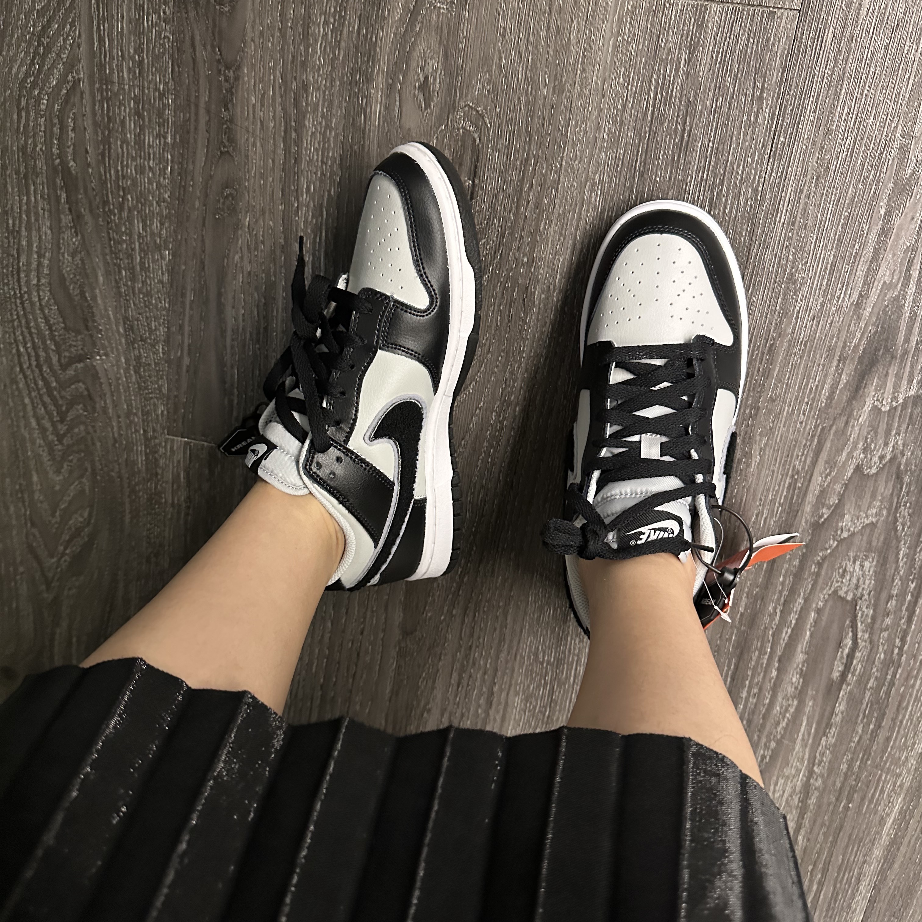 Nike Dunk Low Retro Grey Fog Black, Nike Dunk Low Retro Black 착용 스타일 - 2