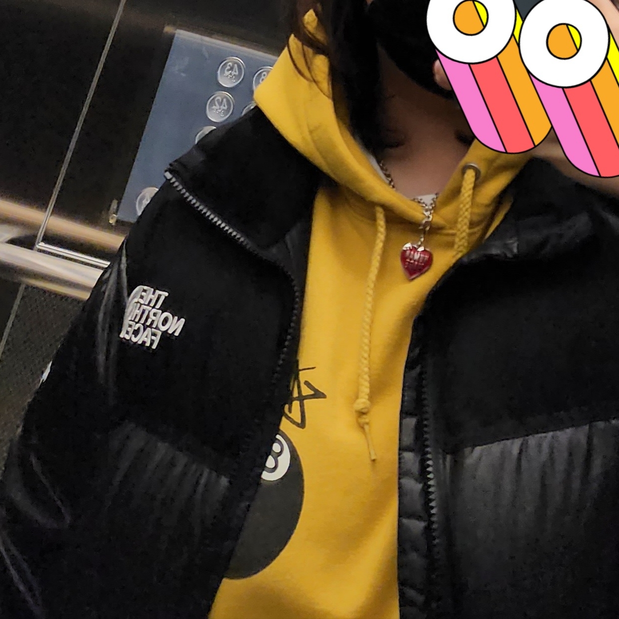 Human Made Five Heart Necklace Silver, (W) The North Face White Label Novelty Nuptse Down Jacket Black 착용 스타일 - 2