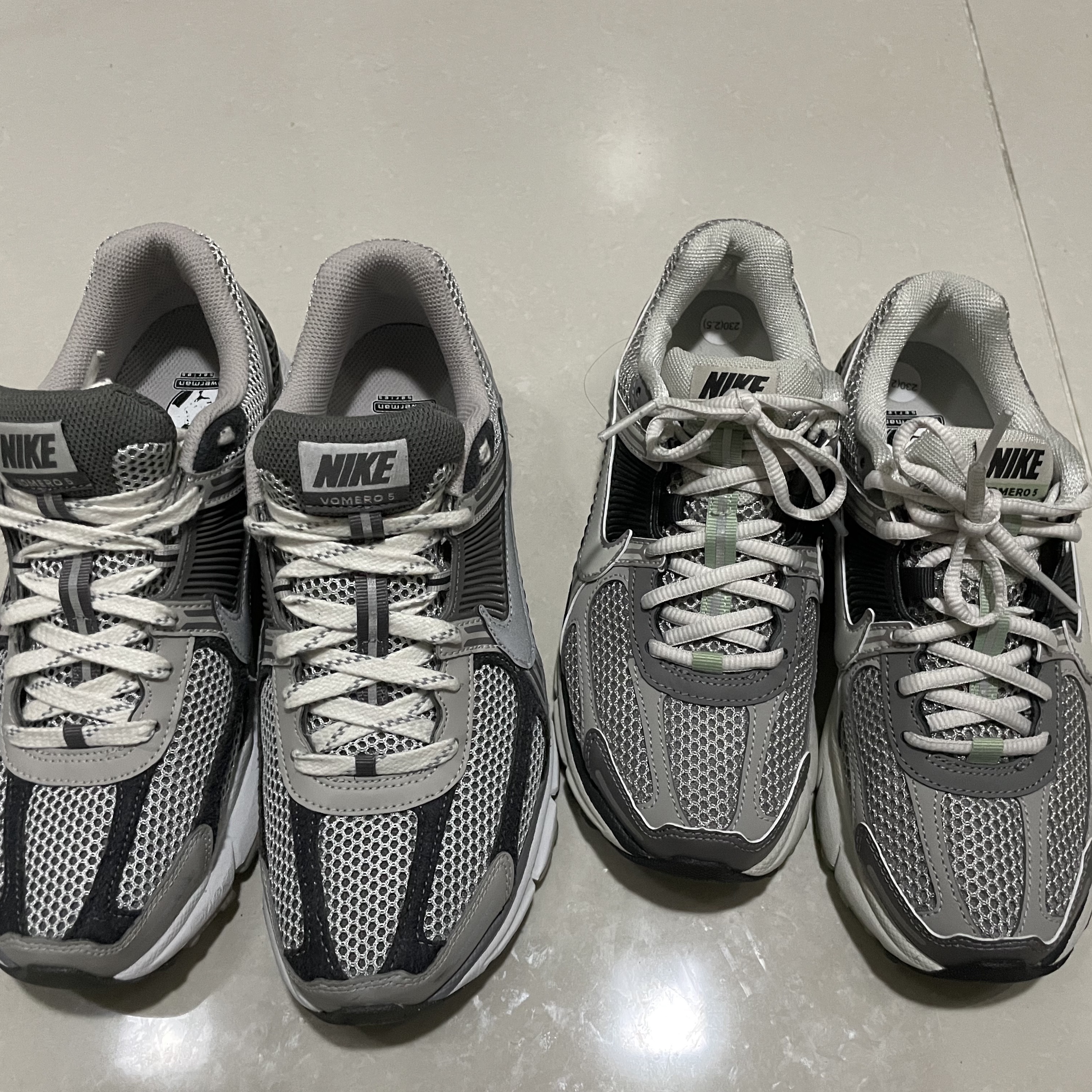 (W) Nike Zoom Vomero 5 Cobblestone and Flat Pewter, Nike Zoom Vomero 5 PRM Light Iron Ore and Flat Fewter 착용 스타일