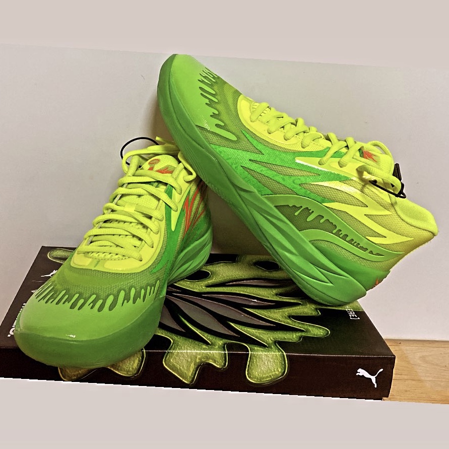 Puma MB.02 Lamelo Ball Fluro Green Lime Squeeze 착용 스타일 - 1
