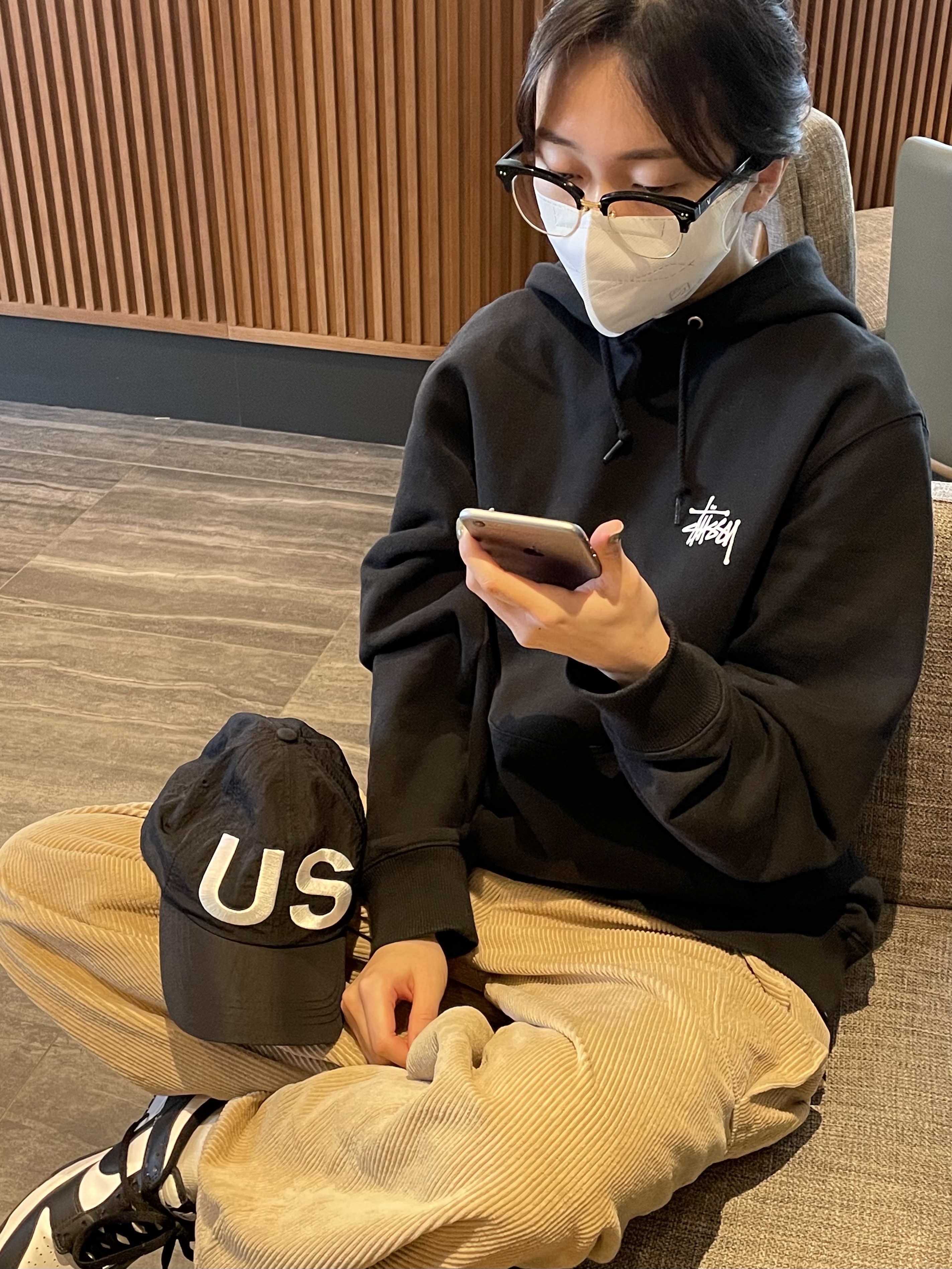 Stussy Basic Stussy Hoodie Black 2021, (GS) Nike Dunk Low Black 착용 스타일