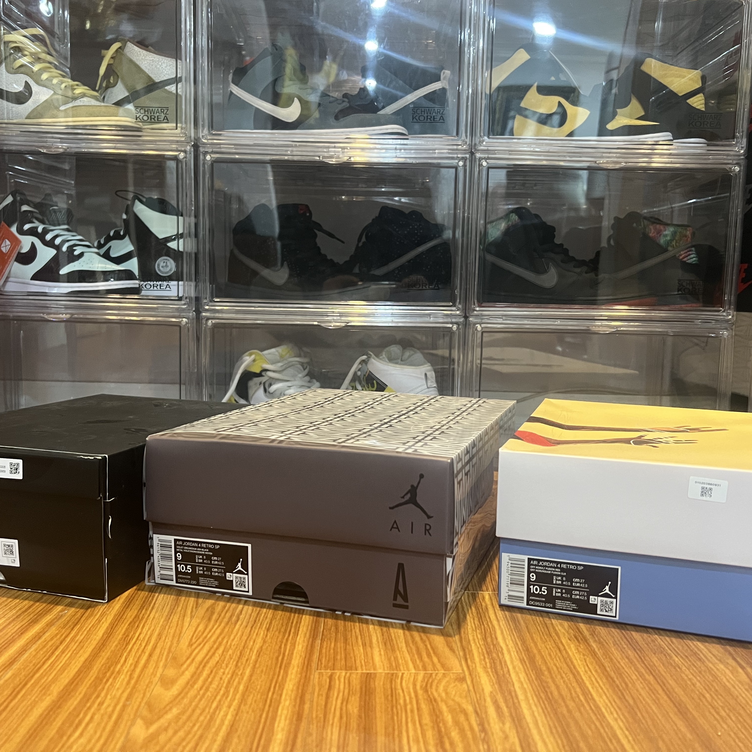 Jordan 4 x A Ma Maniere Retro Violet Ore, Jordan 4 x Union Retro Off Noir 착용 스타일 - 1
