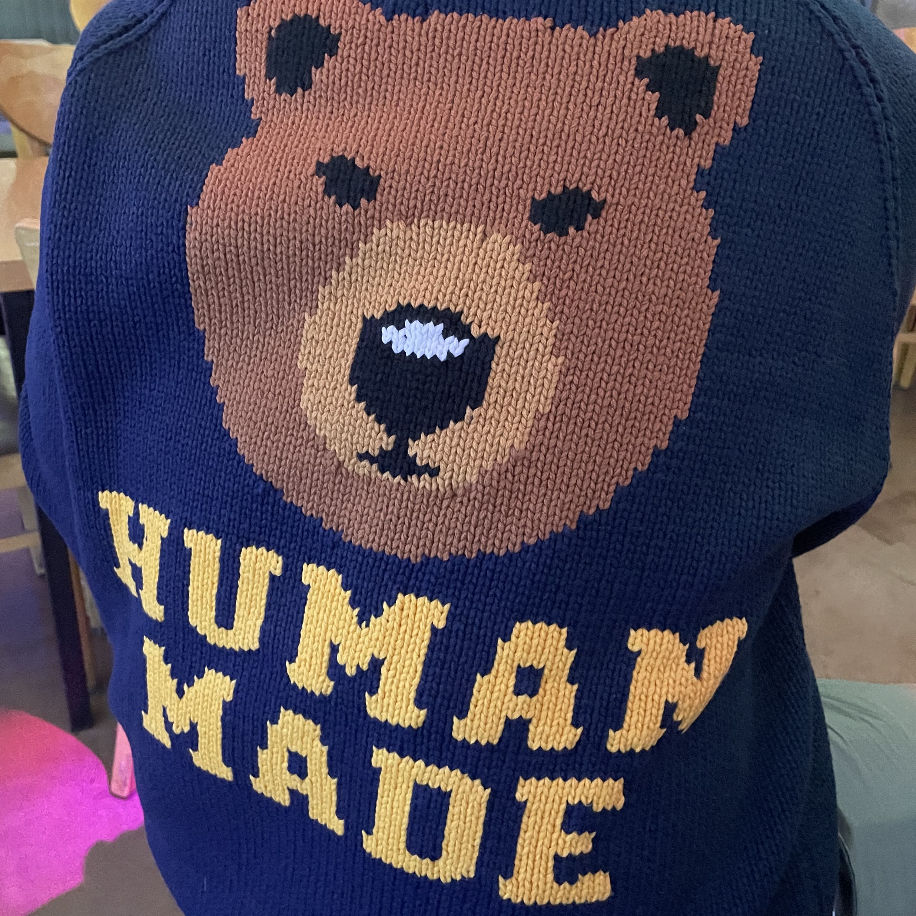 Human Made Bear Raglan Knit Sweater Navy 착용 스타일