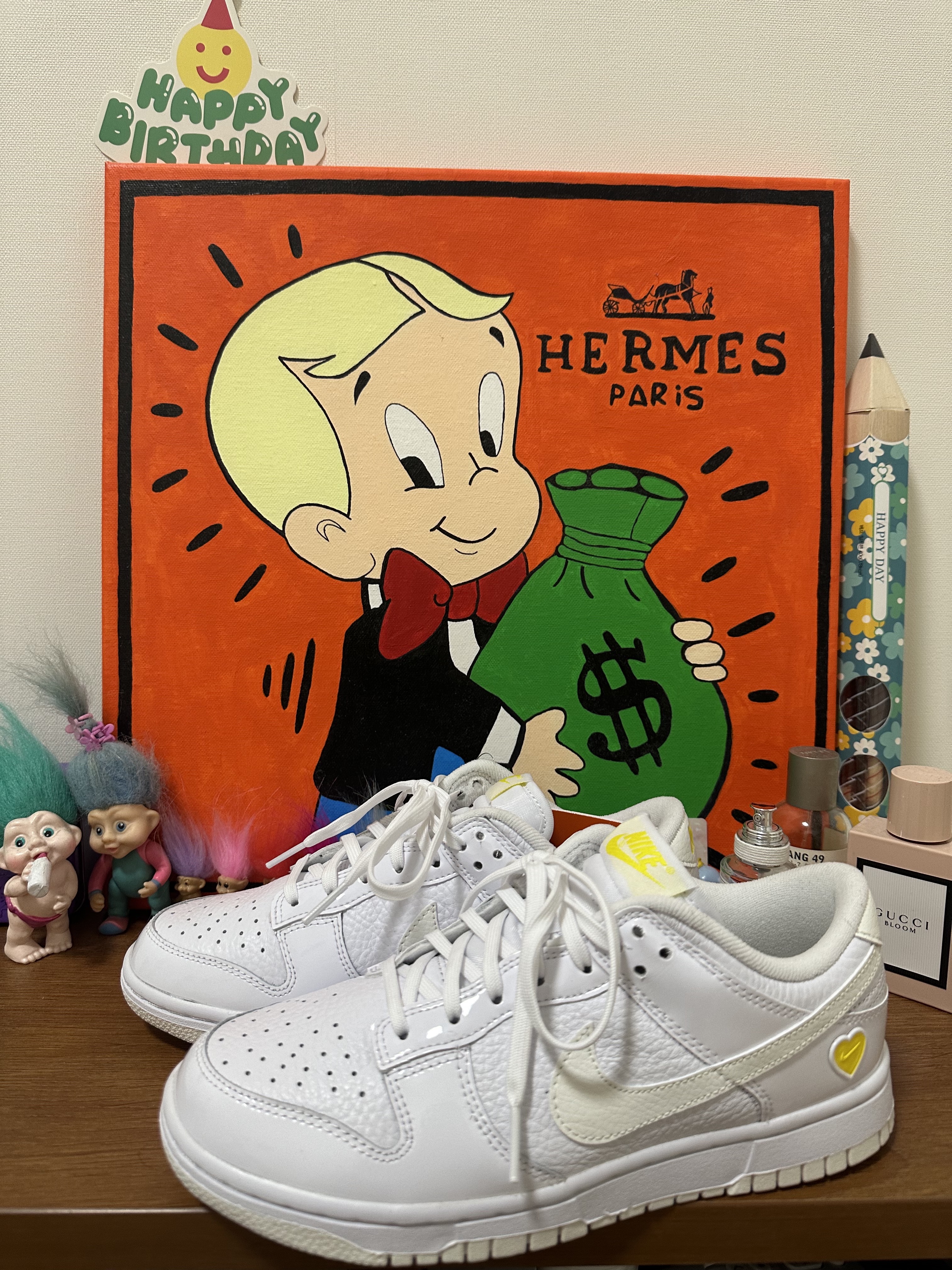 (W) Nike Dunk Low Valentine's Day White Optic Yellow 착용 스타일
