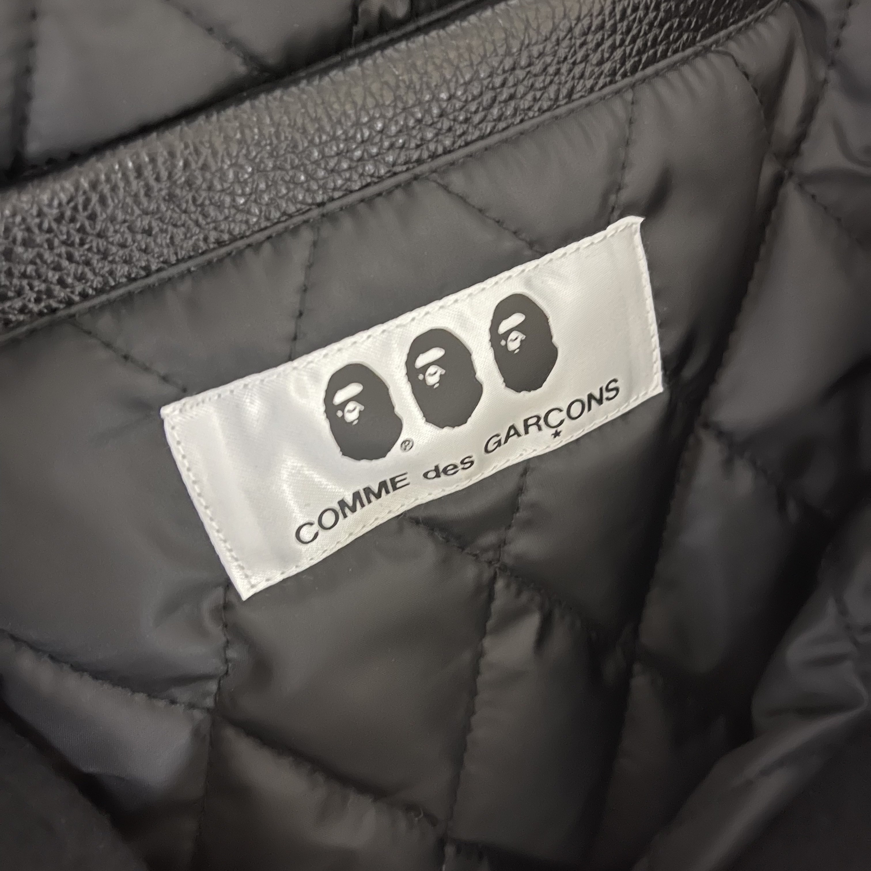 BAPE x Comme des Garcons Osaka Varsity Jacket Black 착용 스타일 - 2