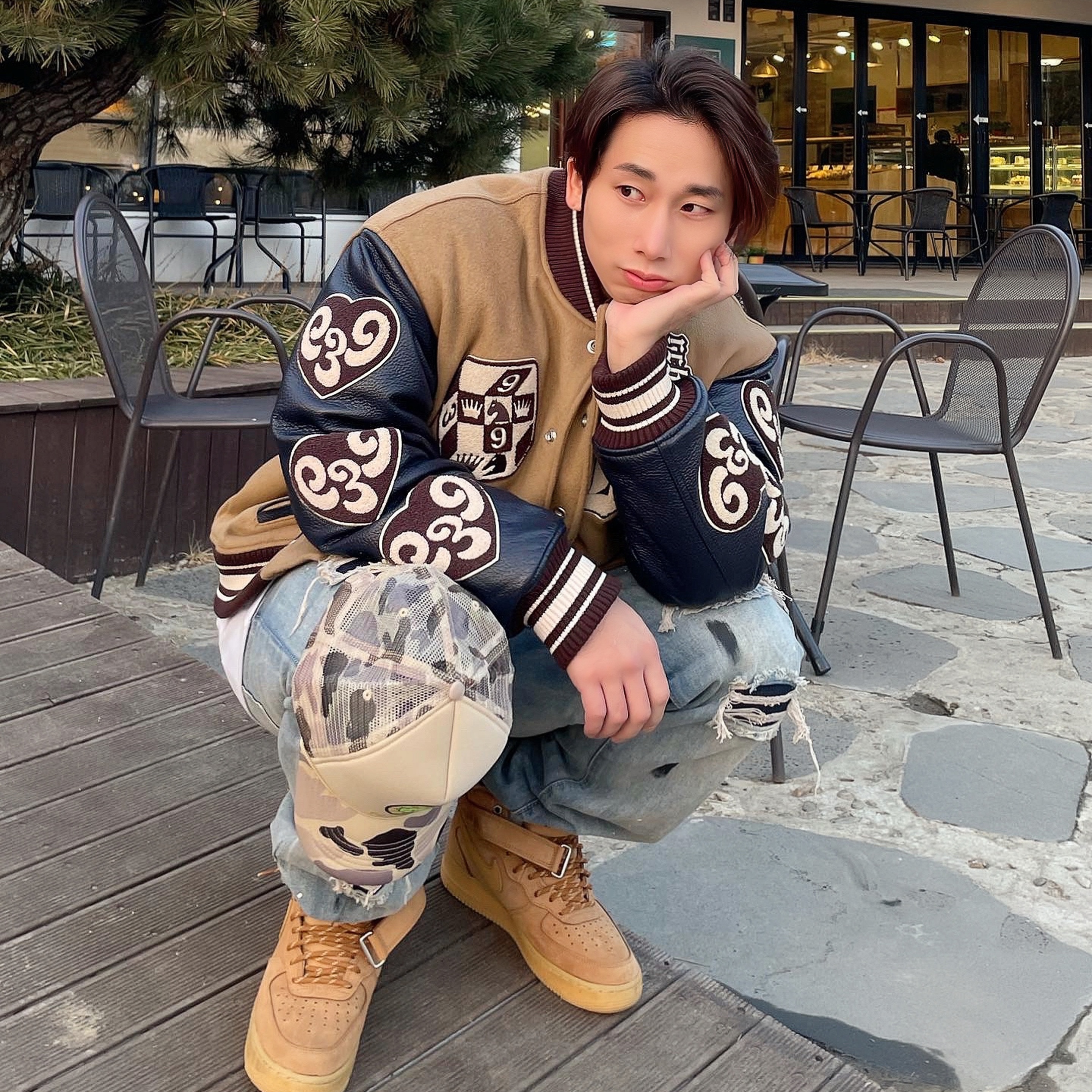 Nike Air Force 1 Mid '07 WB Flax 착용 스타일 - 1