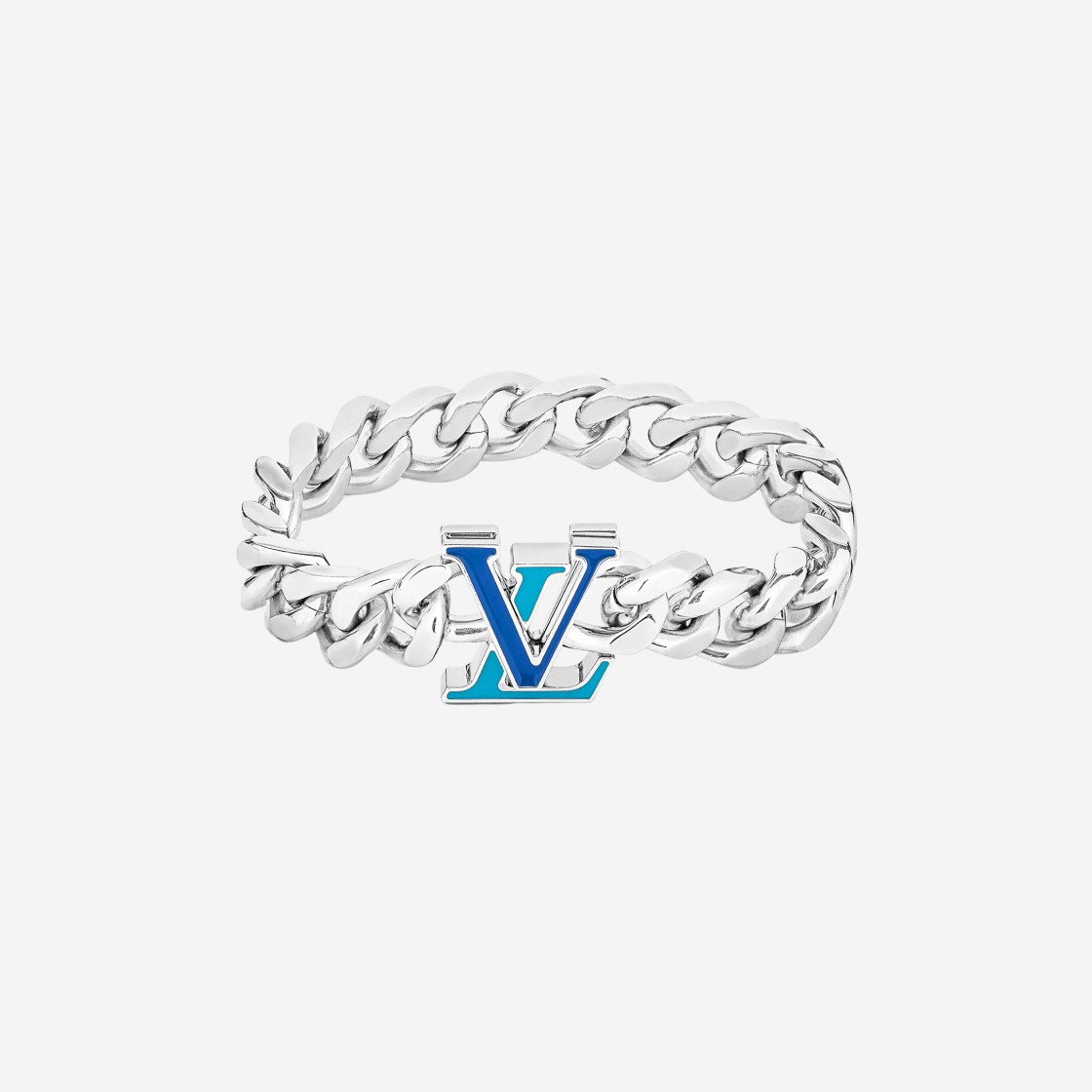 Louis Vuitton LOUIS VUITTON BRACELET CHAIN MONOGRAM SILVER LV LOGO M0919M