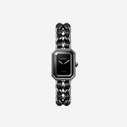 Chanel Premiere Iconic Chain Watch Black Lacquered Steel Black Leather