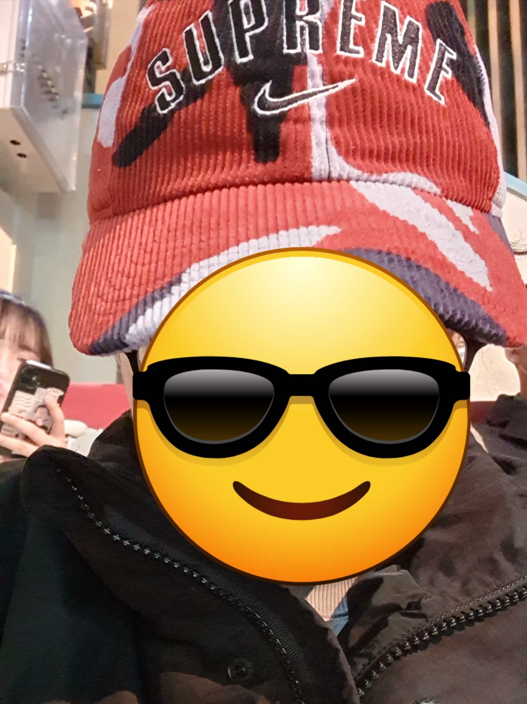 Supreme x Nike Arc Corduroy 6-Panel Red Camo - 22SS, Stussy Ripstop Down Puffer Jacket Black 착용 스타일