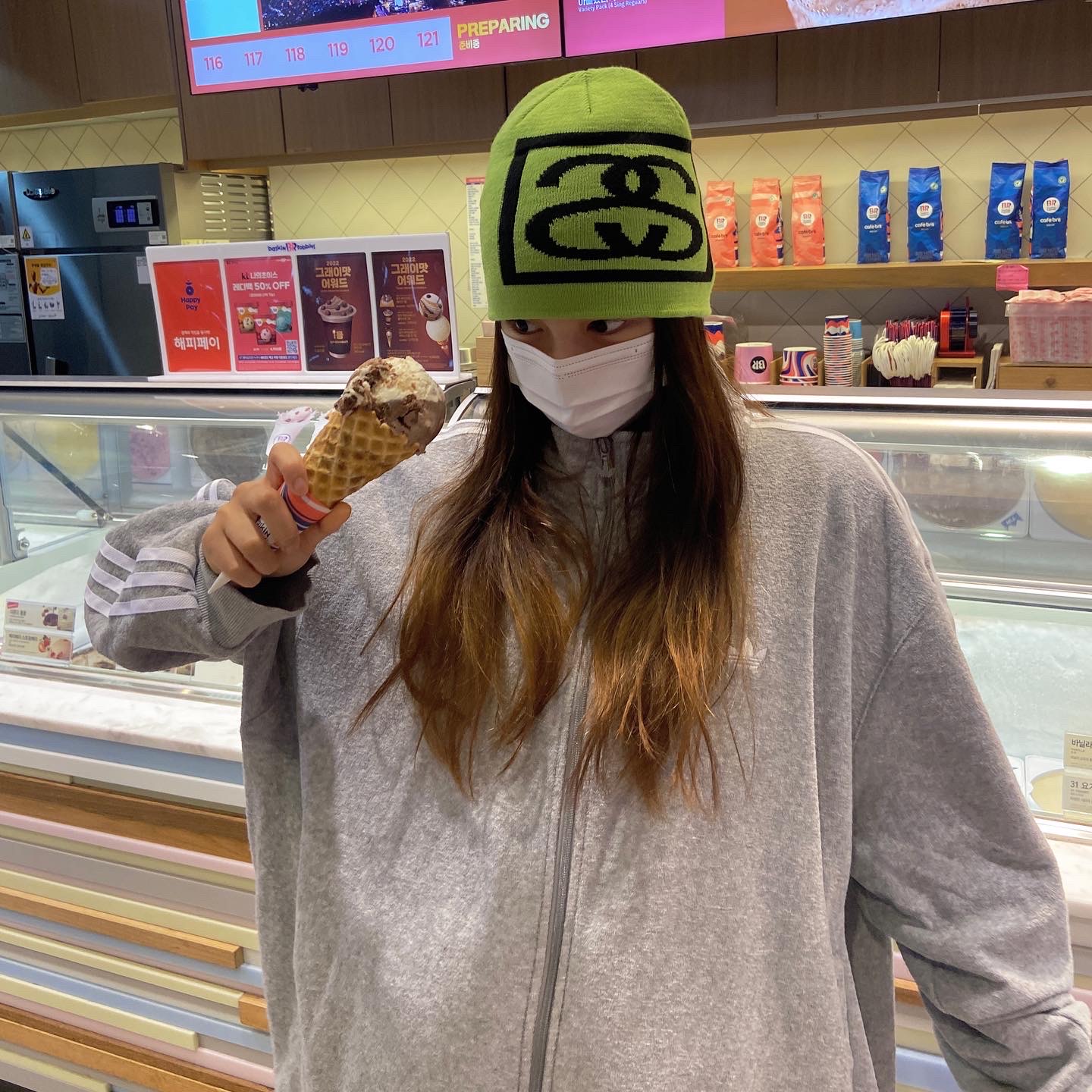 Stussy SS Link Skull Cap Lime 착용 스타일 - 1