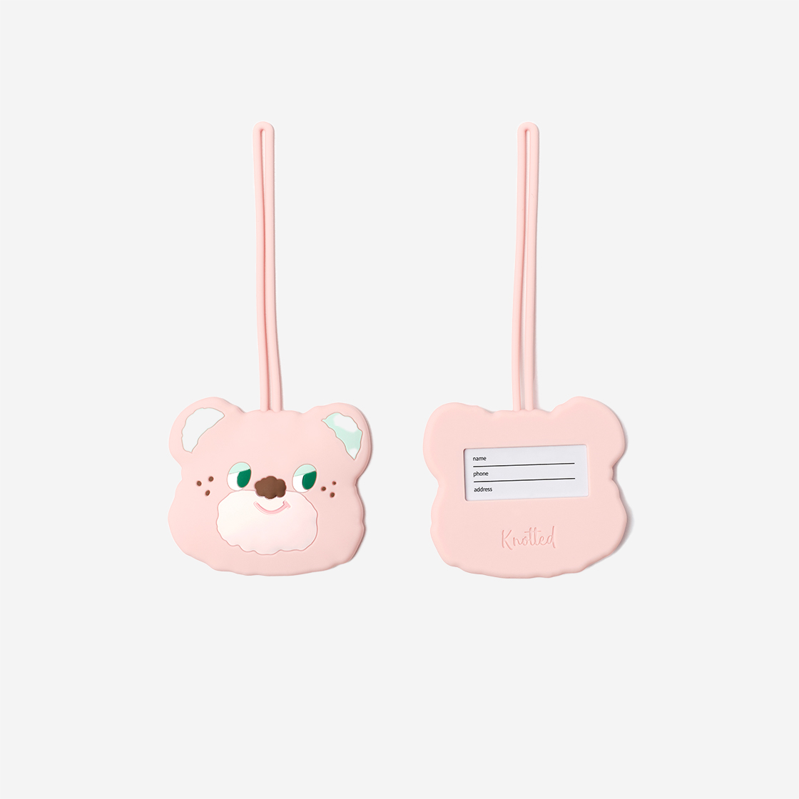 KNEGDCLESG01PKON Knotted Sugar Bear Luggage Tag Pink